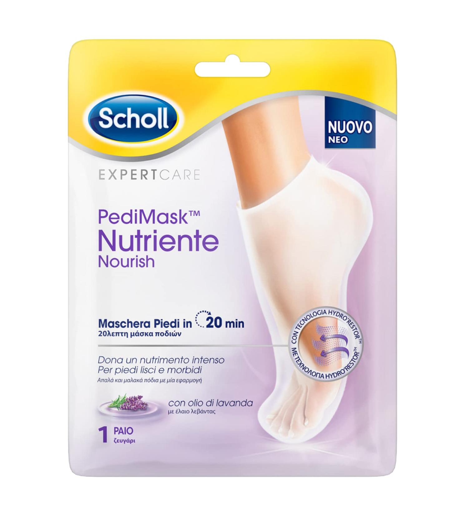 Scholl Expertcare Pedimask fabric foot mask with lavender oil 1 pair