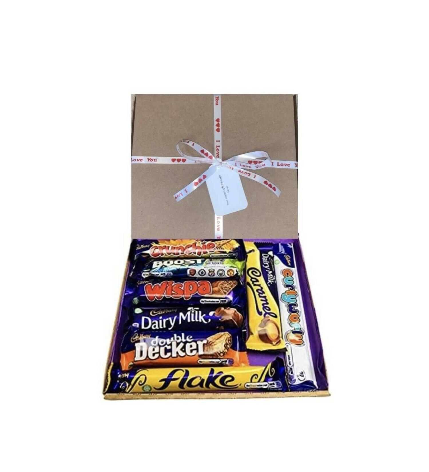 Cadburys Sweet Box Birthday Chocolate Lover Gift Box Hamper Tied With I LOVE YOU Ribbon 8 Full Size Bars Chocolates Christmas Selection box Stocking Filler Movie Night - Buy Online on SooperMarket.com