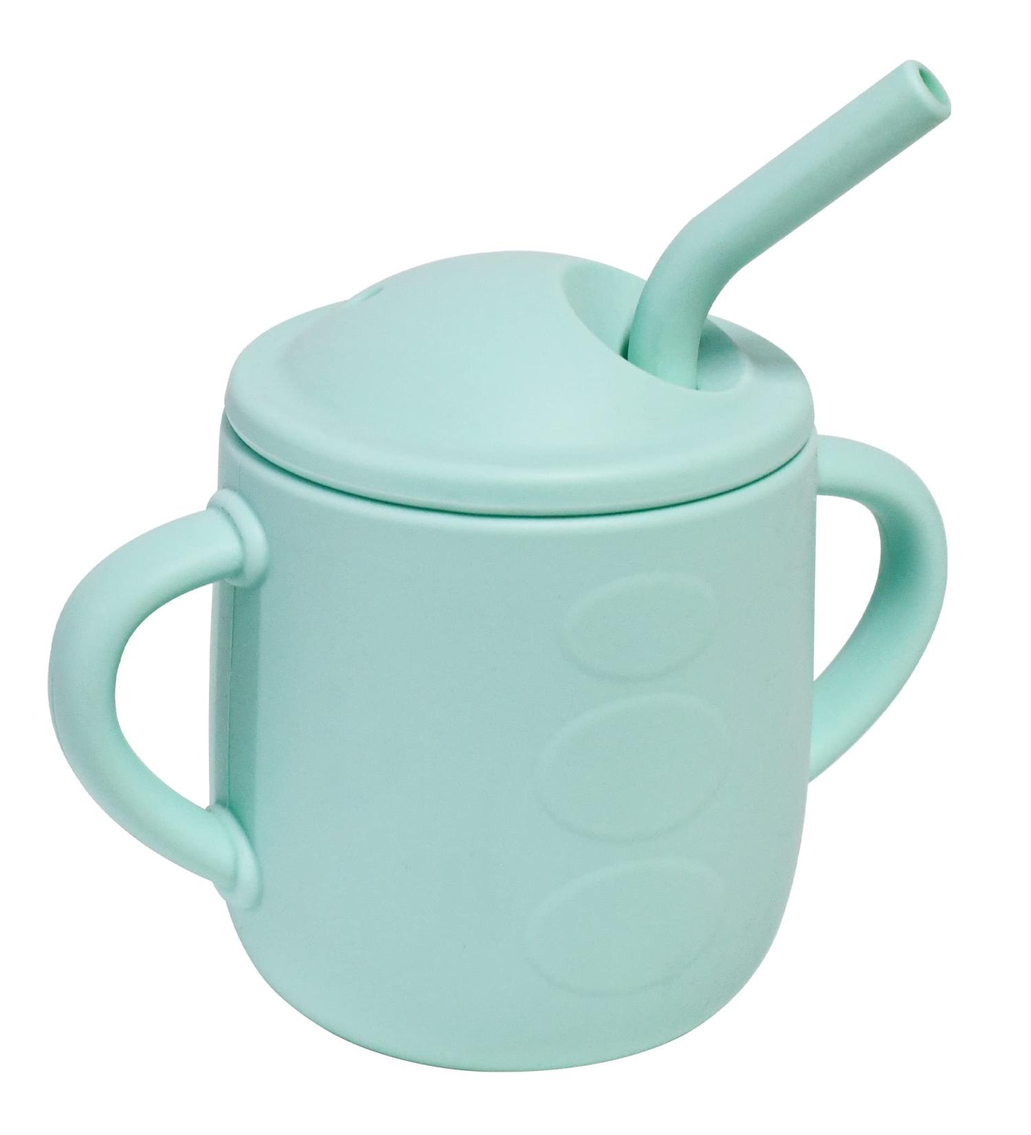 Adocham Silicone Baby Cup with Straw & Handles | BPA-Free Toddler Sippy Training Cup 5oz (Cyan) - Buy Online on SooperMarket.com