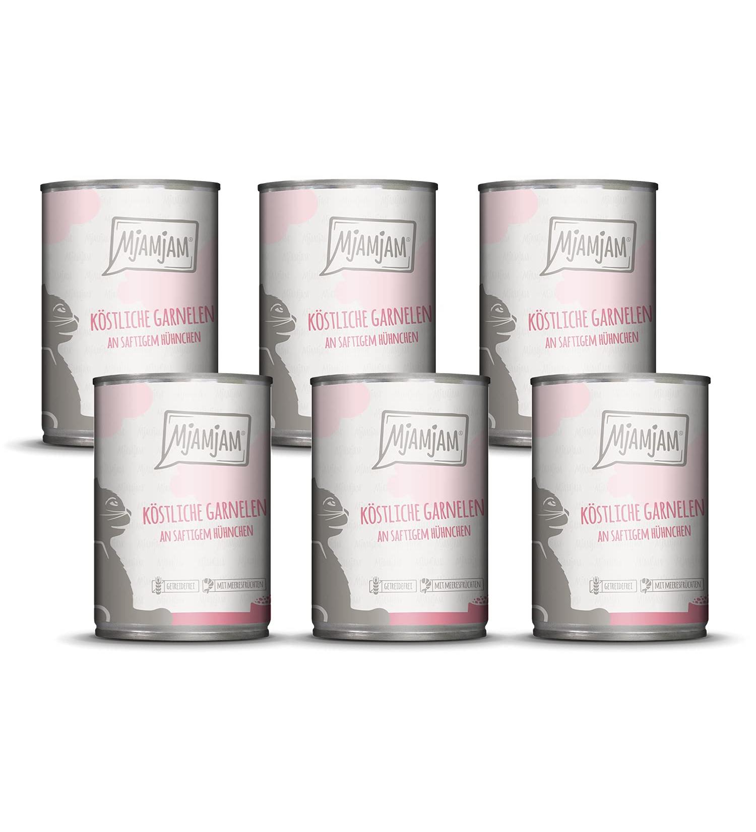 Mjamjam Premium Wet Cat Food - Delicious Shrimp & Juicy Chicken Grain Free Extra Meat - 6 Pack (6 x 400g) - Buy Online on SooperMarket.com