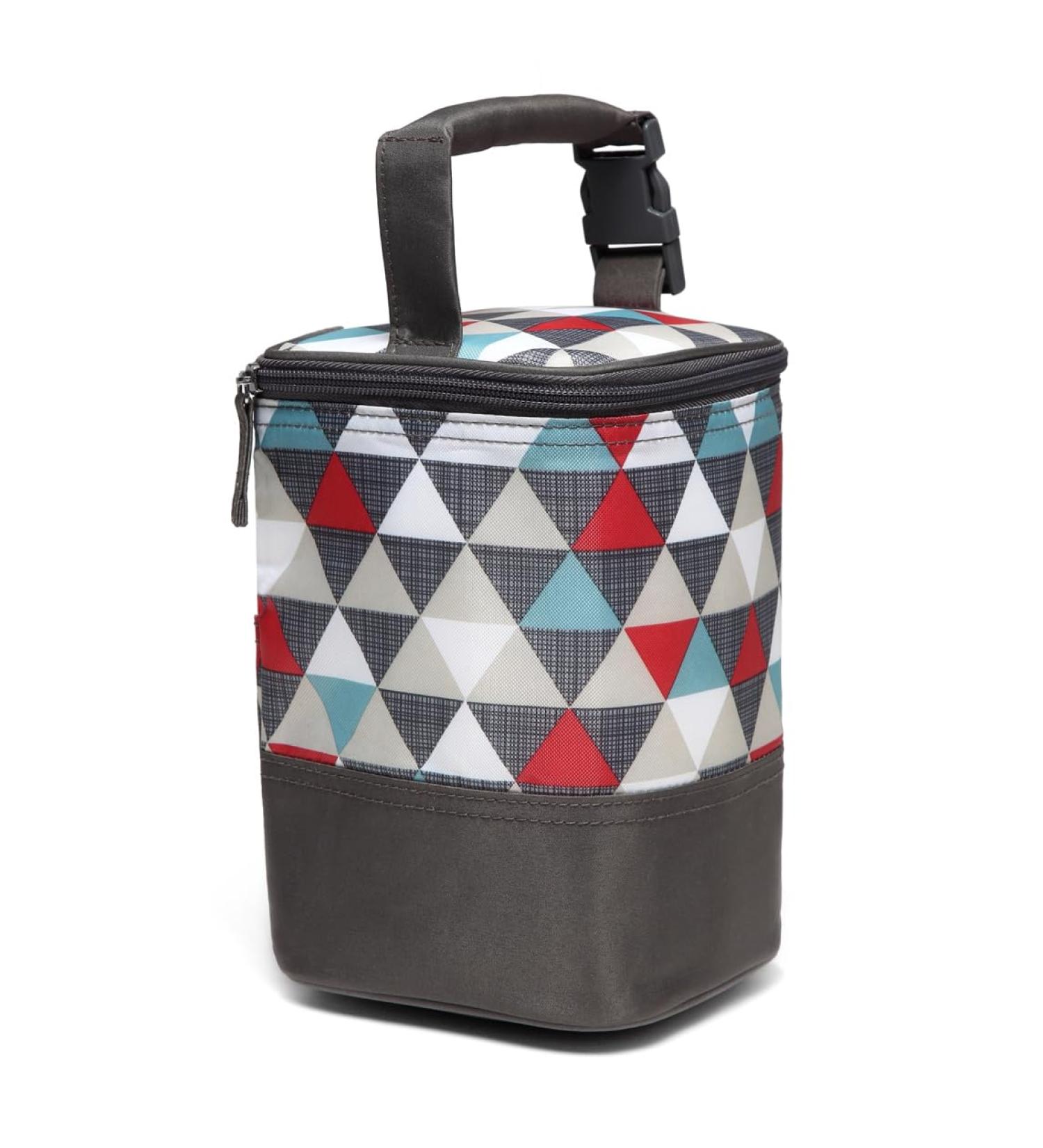LCY Insulated Baby Bottle Cooler Bag | Holds 4 Bottles | Colorful Triangles | Hanging Strap Included - Buy Online on SooperMarket.com