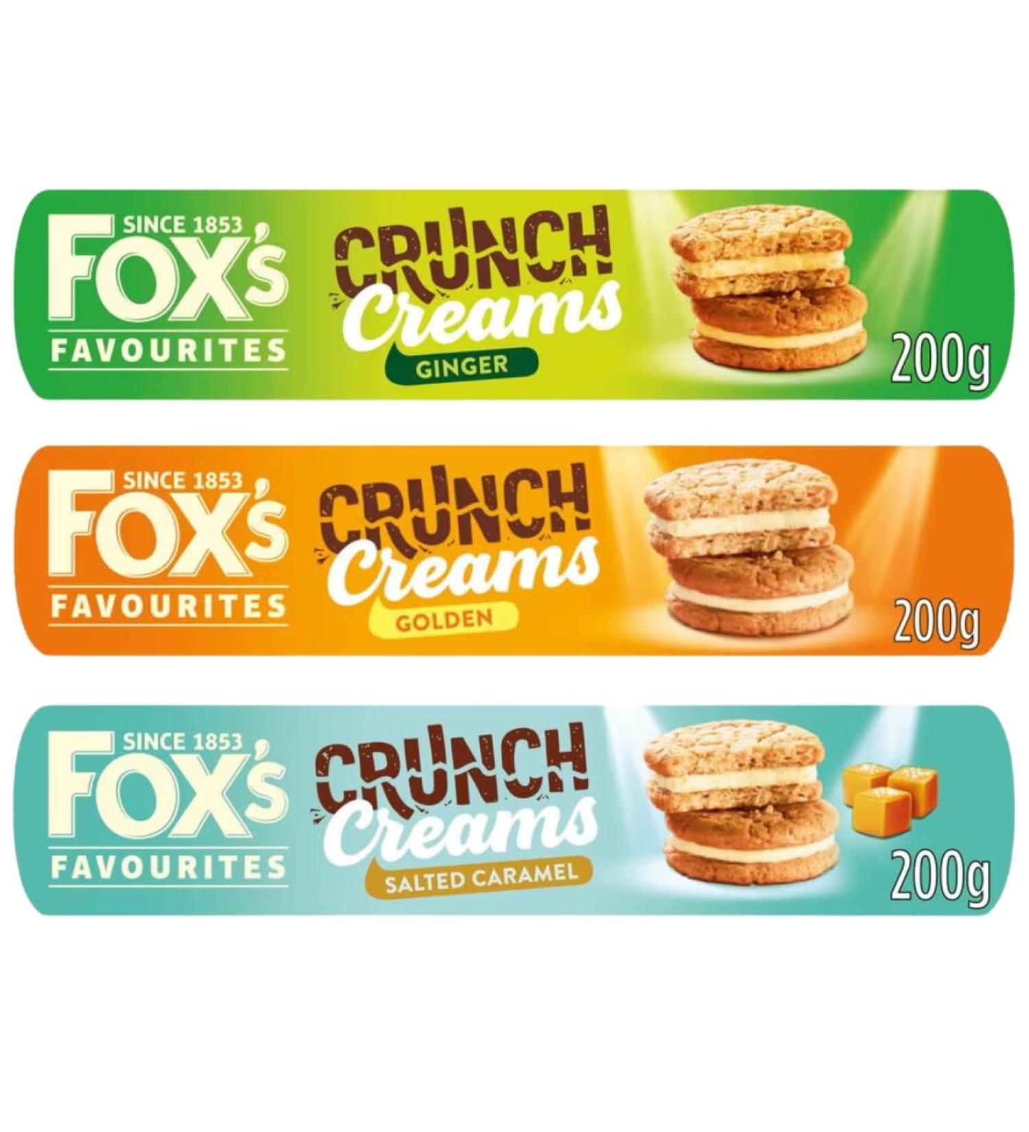 Biscuit Cream Bundle With Fox's Ginger Crunch Creams Biscuits 200g Golden Crunch Creams Biscuits 200g and Salted Caramel Crunch Creams Biscuits 200g (3 Pack) - Buy Online on SooperMarket.com