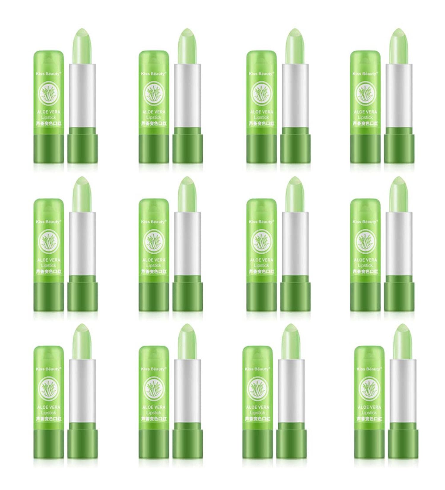 12PC Aloe Vera Lip Balm Set - Natural Color Changing Lipstick Moisturizing Gift for Girls - Buy Online on SooperMarket.com
