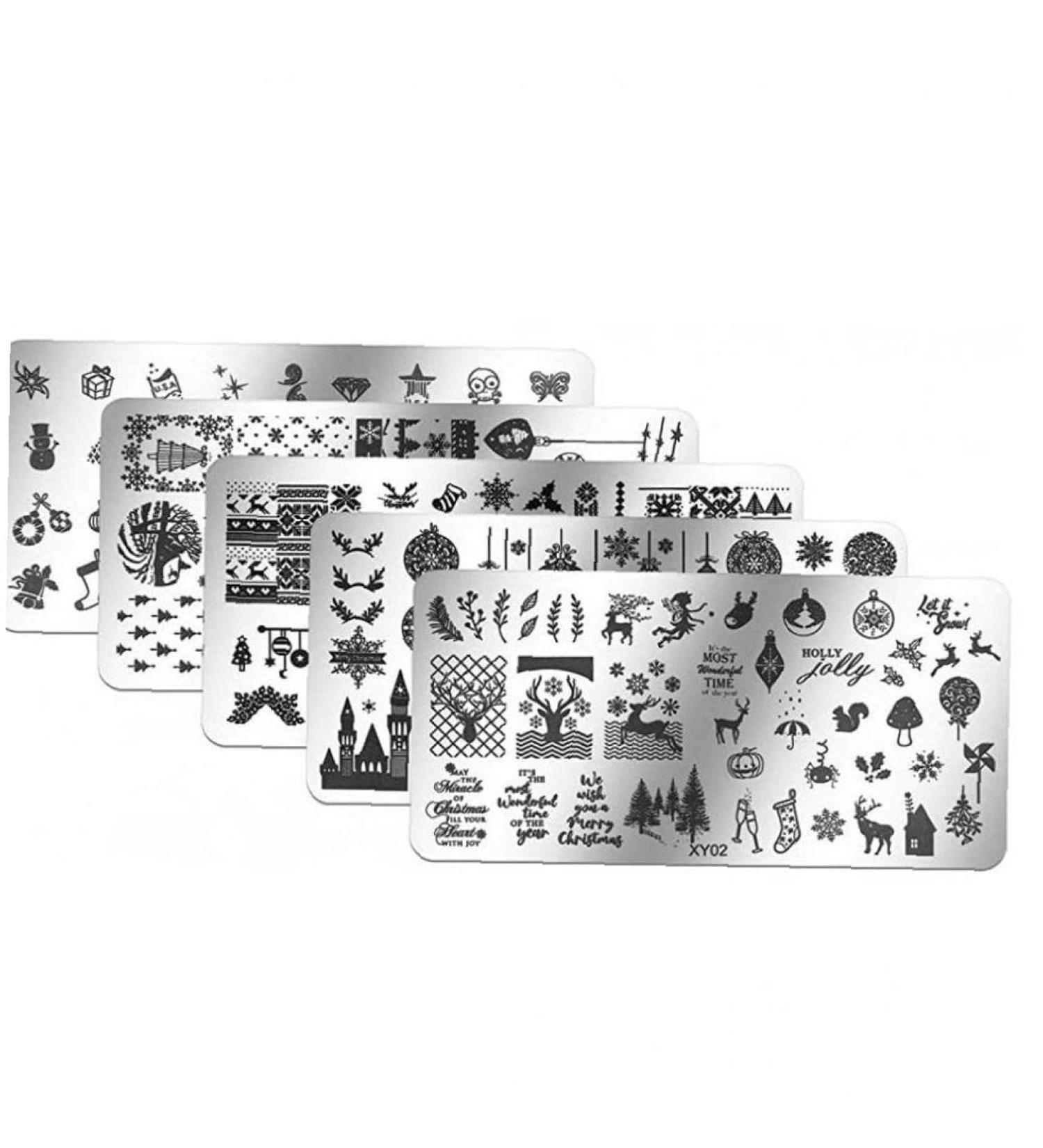Zonster 6-Piece Nail Art Stamping Plates Set - Christmas Tree Deer & Snowflake Designs for Festive Nail Designs - Buy Online on SooperMarket.com