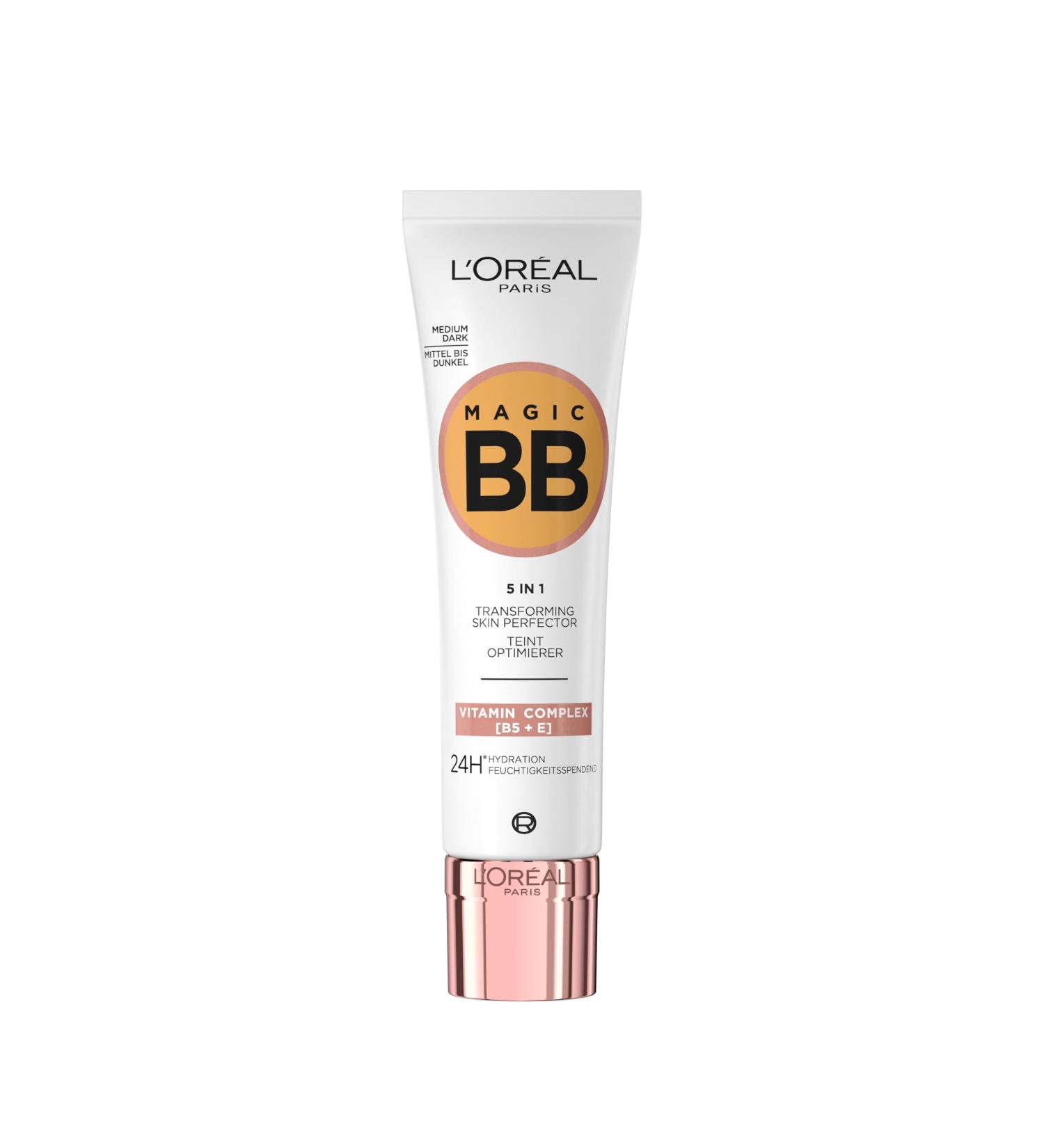L'Or al Paris Magic BB Cream with SPF 20 5-in-1 Skin Tint with Vitamin B5 and Vitamin E Lightweight Hydrating Formula Adapts to Skin Tone for a Natural Glowy Finish 30 ml Shade: 05 Medium Dark 05 Medium Dark 1 count (Pack of 1) - Buy Online on SooperMarket.com