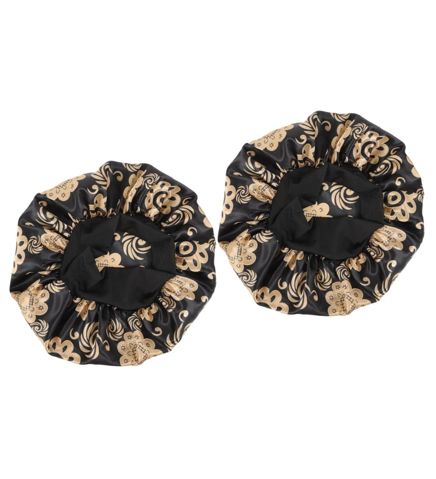 PLAFOPE Satin Sleep Cap Set - Elastic Headband & Broadside Shower Cap - Girls Hair Ties - 26x26cm - 2pcs - Buy Online on SooperMarket.com