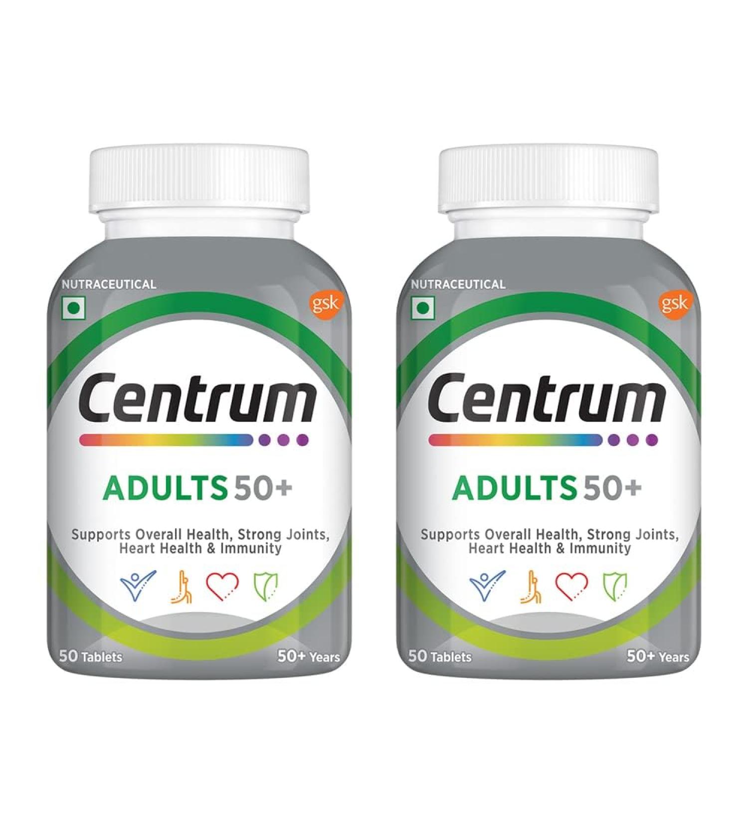YANG Adults 50+| 50 Tabs (Pack of 2)|Calcium Vitamin D & 21 vital Nutrients support Overall Health & Strong Joints (Veg)|World's No.1 Multivitamin