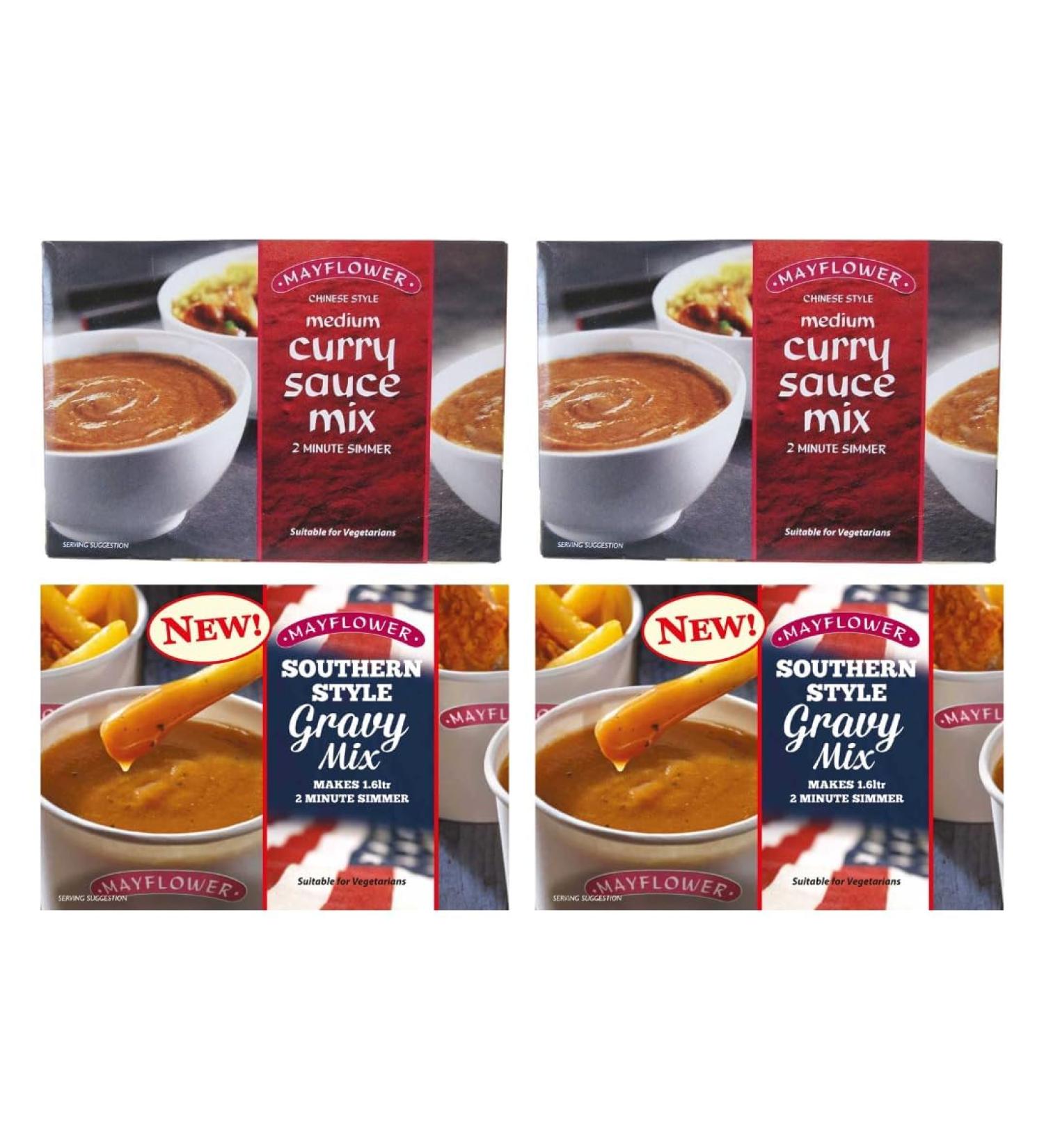 Curry Sauce Bundle Containing Mayflower Chinese Style Medium Sauce 255g x2 & Chinese Style Curry Extra Hot Sauce 255g x2 (4 Pack) - Buy Online on SooperMarket.com