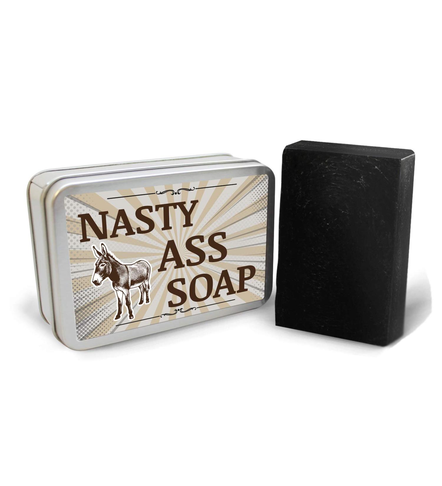 Nasty Ass Soap - Humorous Donkey Design - Handcrafted Black Soap for Men & Women - Activated Charcoal - Made in USA - International Shipping Available - Buy Online on SooperMarket.com