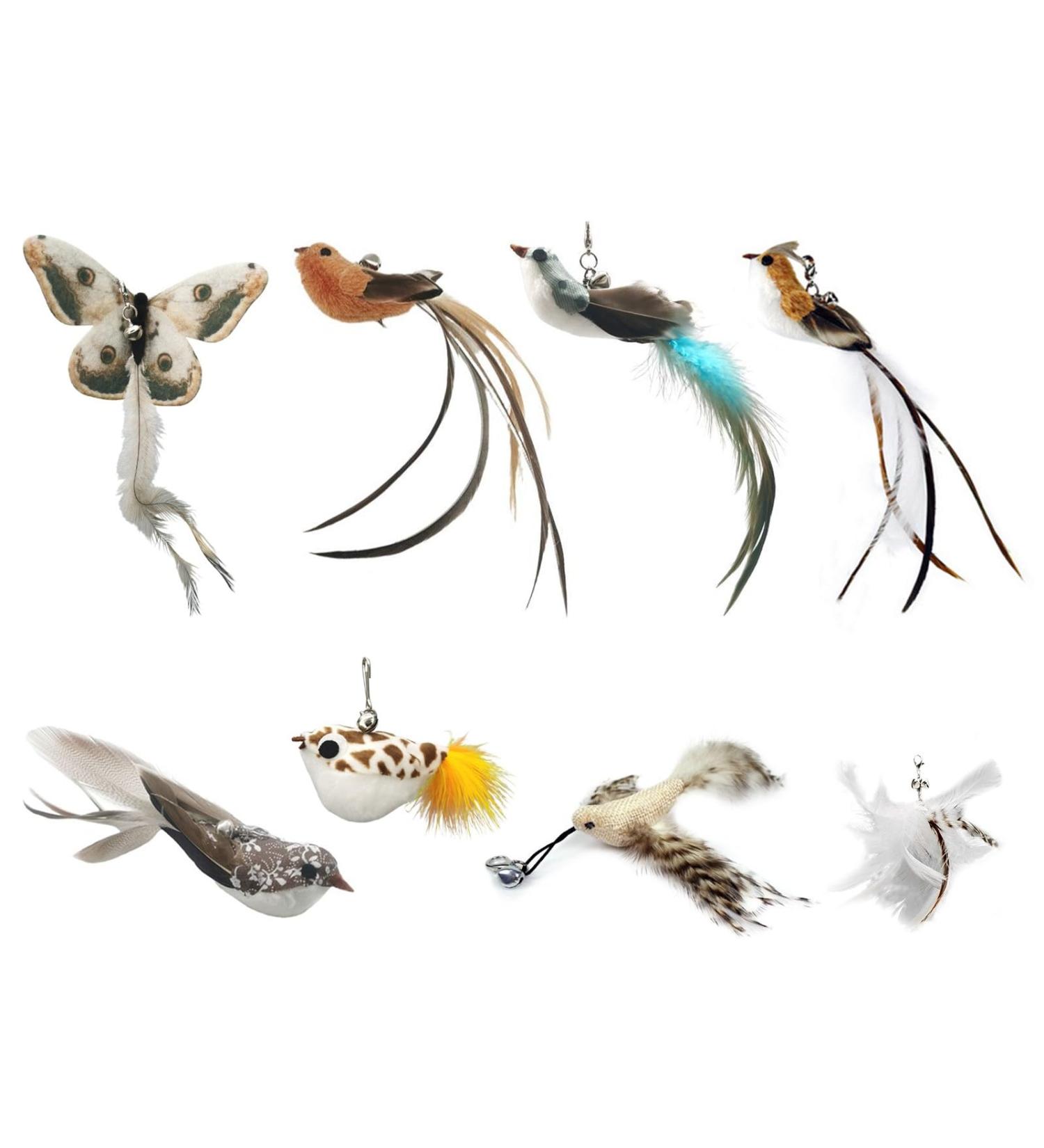 DONGKER 8pcs Cat Rod Replacement Feathers Interactive Cat Replacement Feathers With Bell for Cat Wand Toys Chasing Toys - Buy Online on SooperMarket.com