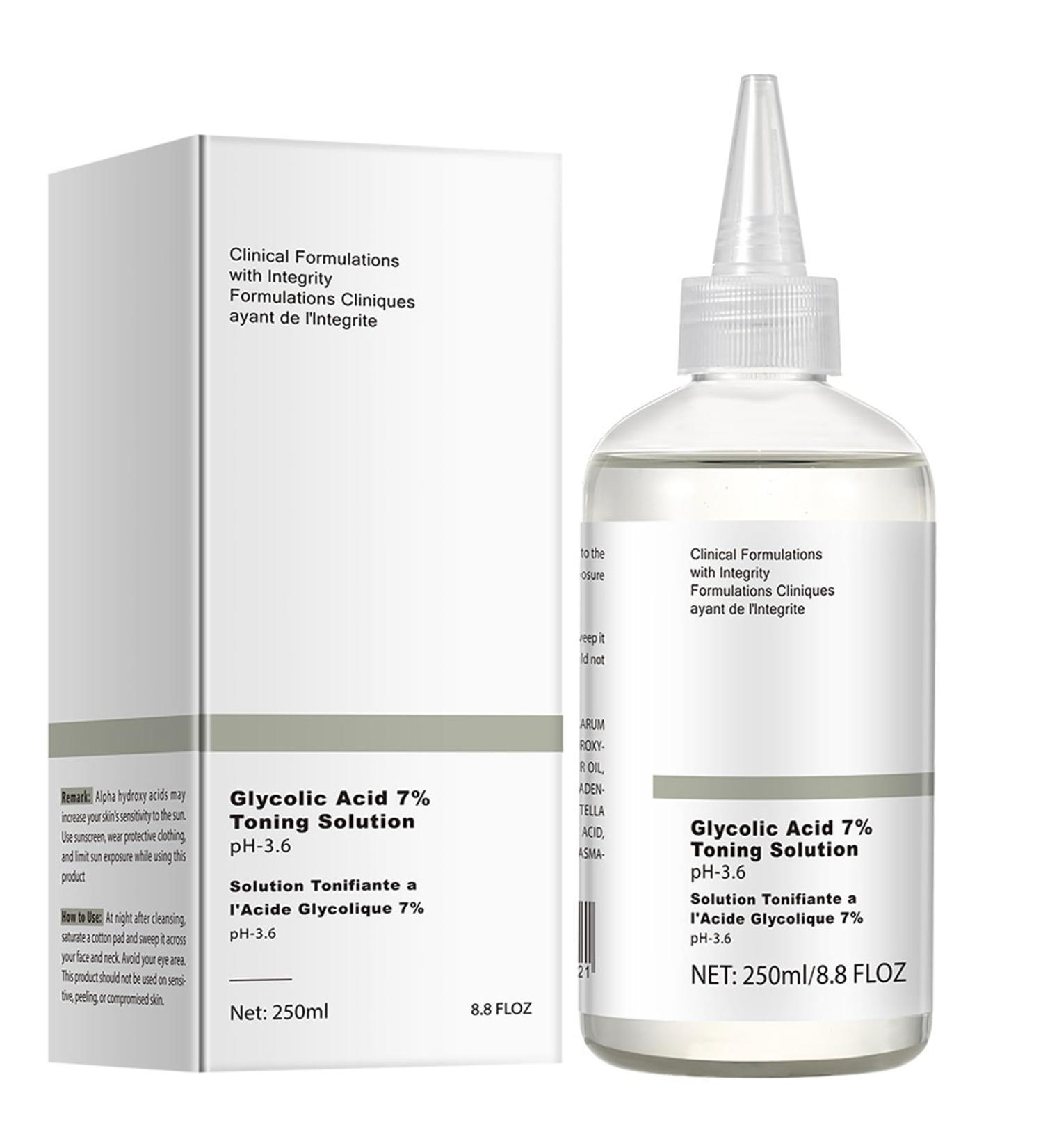 Glycolic Acid 7% Toning Solution 250ml Hydrating Toner for Face Smoothing Face Toner Facial Exfoliation for Blemishes and Acne Facial Moisturizer-Repair Damage Skin Strengthen Skin - Buy Online on SooperMarket.com