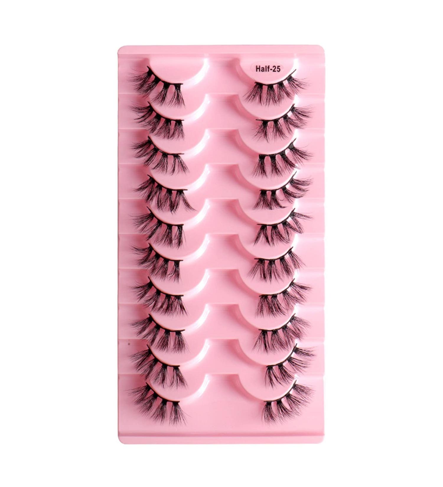 Eyelash Package Trays High Imitation 10 Pairs of Half Eye Eyelashes Grafting Eyelashes Curling Eyelashes Small Eyelash Curler C One Size - Buy Online on SooperMarket.com