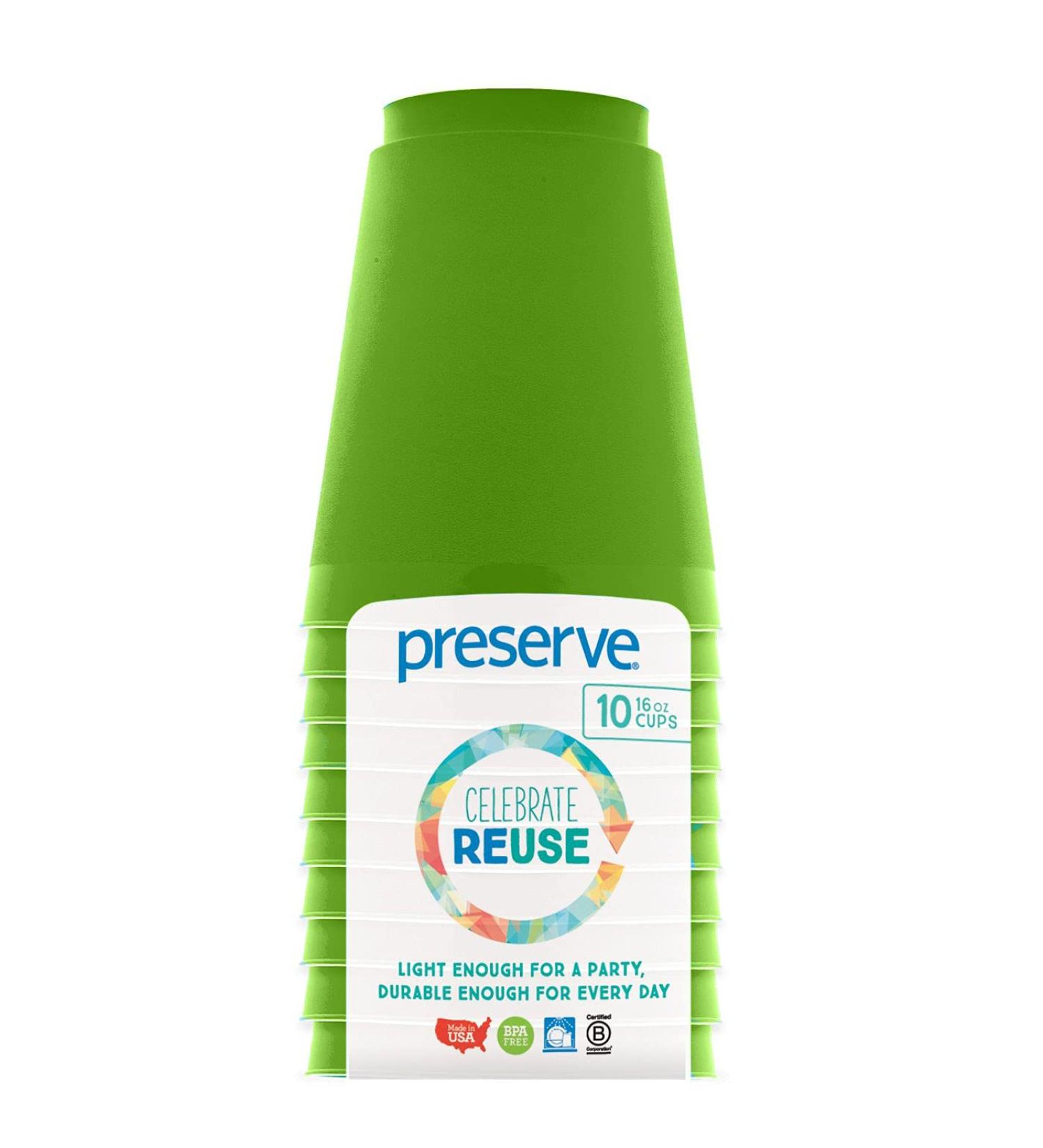 Preserve On the Go 16 oz Apple Green Cups - Eco-Friendly Kitchen Supplies - Buy Online on SooperMarket.com