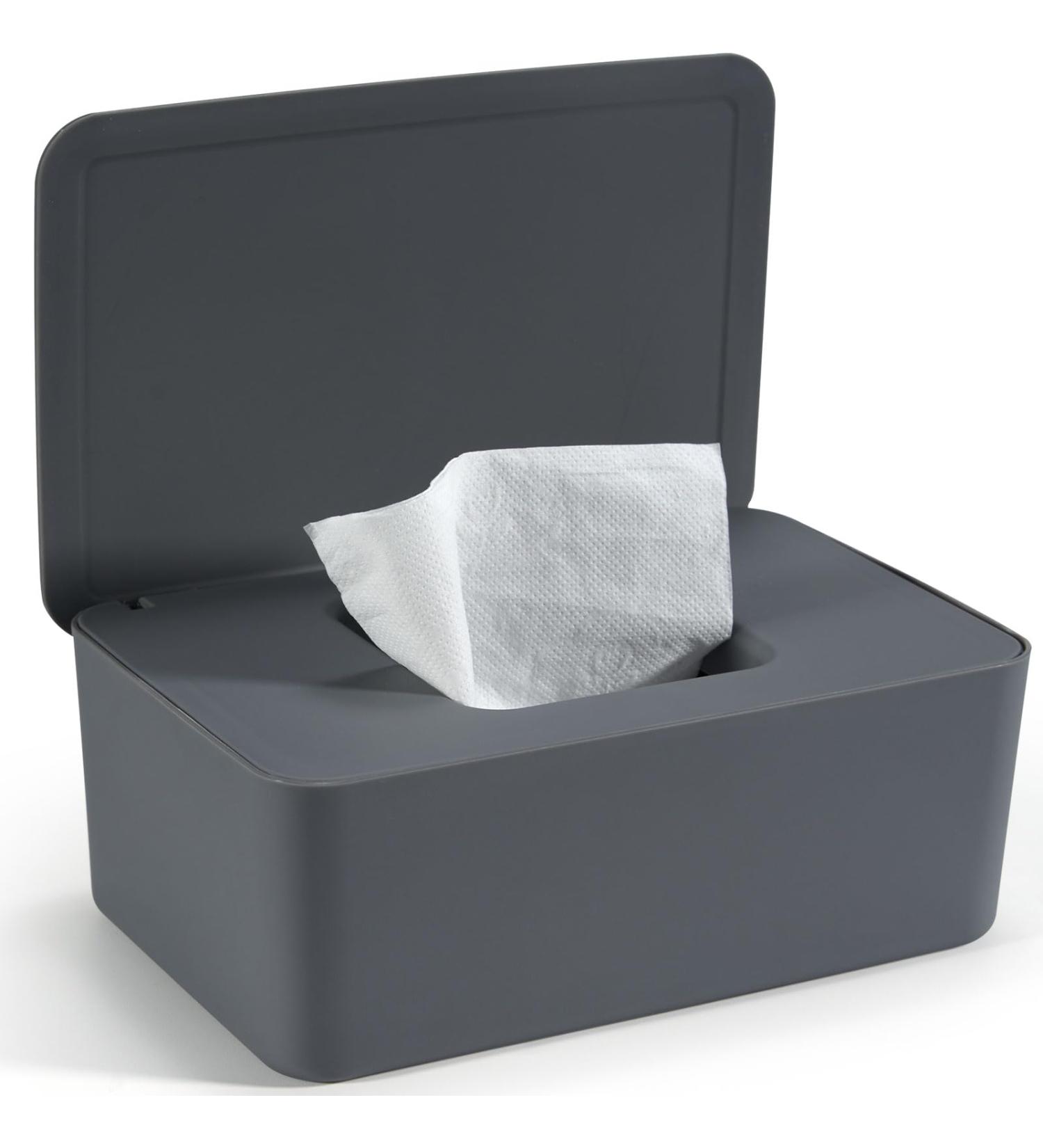 Cheerhom Baby Wet Wipes Box - Gray Moist Toilet Paper Holder with Lid | Ideal for Home Office & Outdoors - 18x12.2x7cm - Buy Online on SooperMarket.com