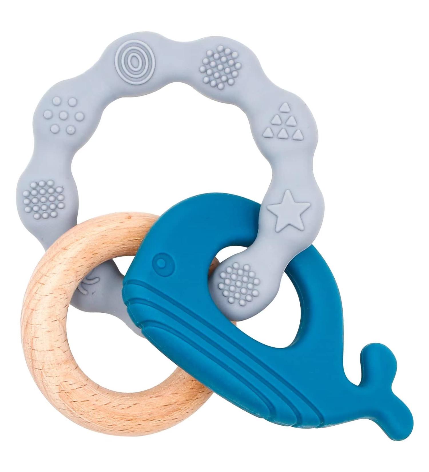 Buy Blue Whale Silicone Bite Ring Toy | BPA-Free Baby Teething Aid | Soft & Safe for Infants | International Shipping Available - Buy Online on SooperMarket.com