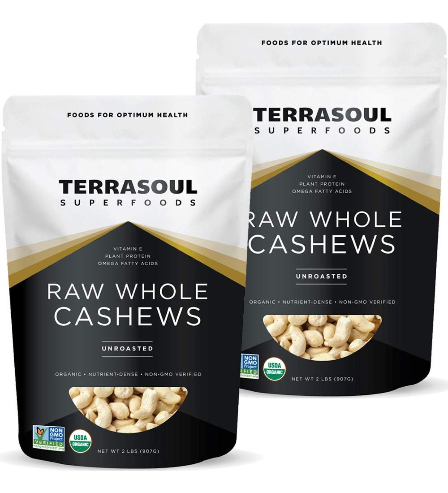 Terrasoul Superfoods Organic Raw Whole Cashews 4lb Sweet and Fresh 2lb Pack (2 Pack) - Buy Online on SooperMarket.com
