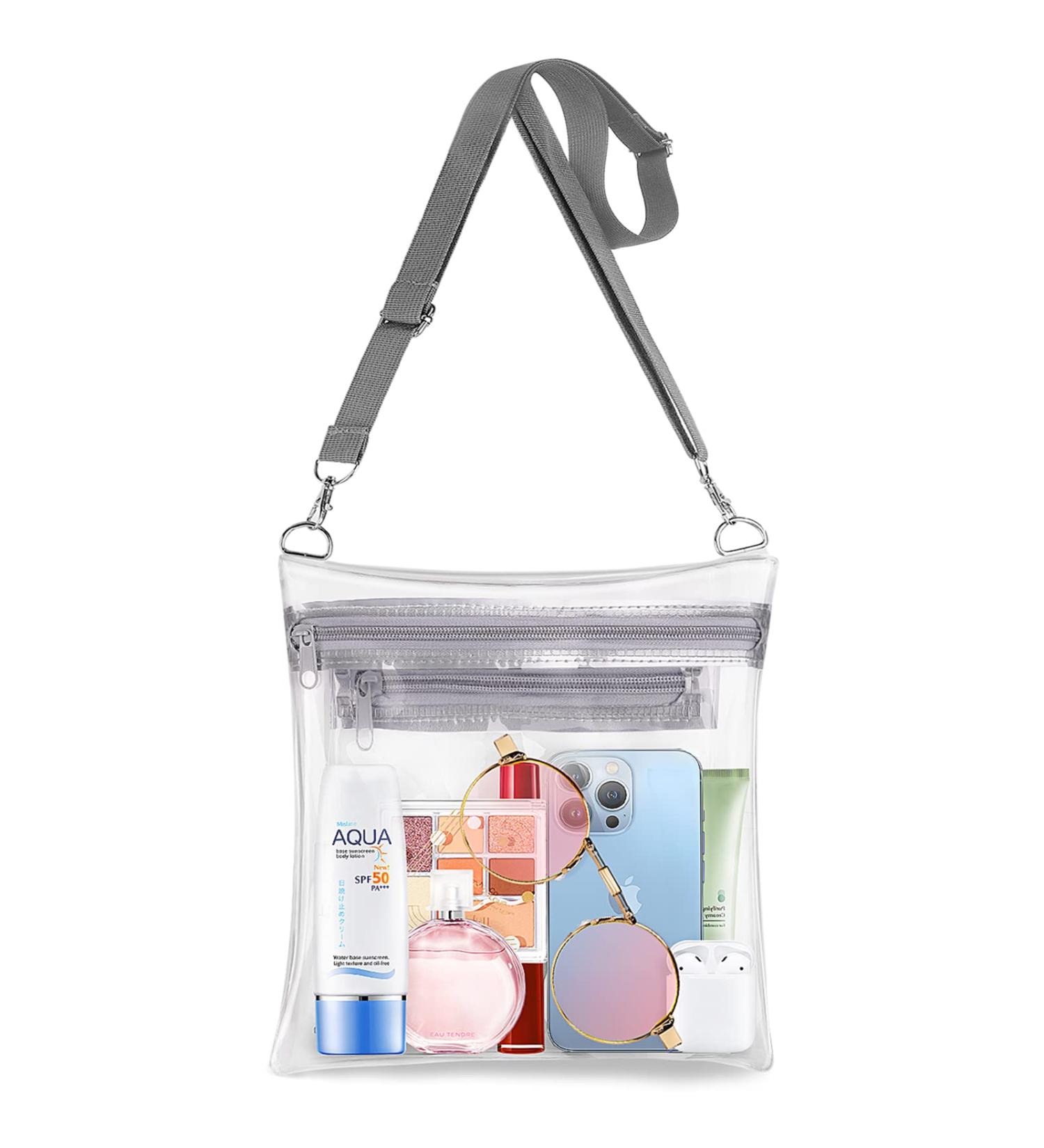 EASYFUN Clear Purse Bag Crossbody Bag with Front Pocket Stadium Approved Large for Adult Grey - Buy Online on SooperMarket.com
