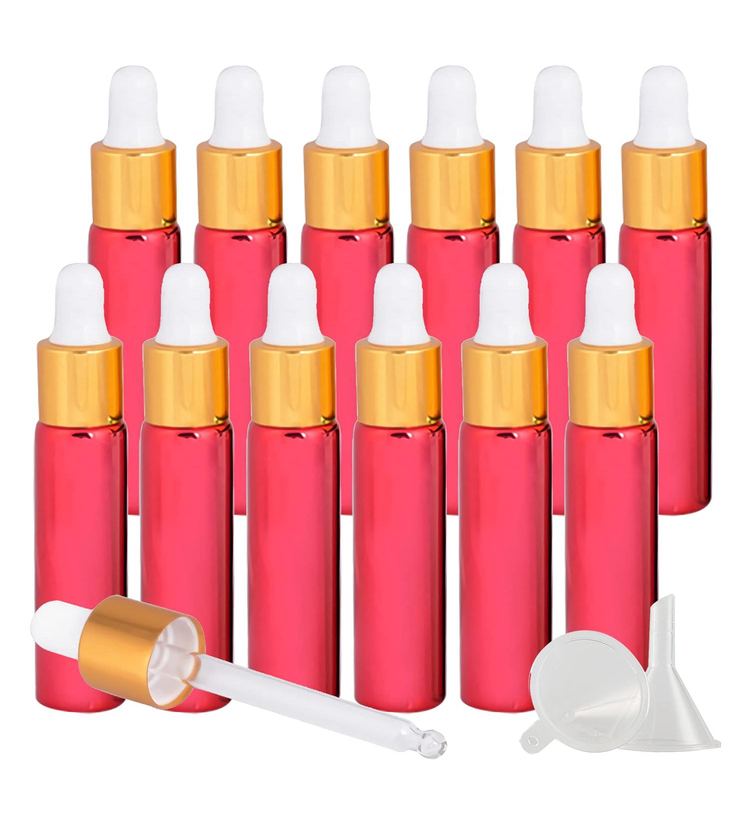Buy Tianzd 12 Pack 10ml Chrome Red Drip Bottles with Glass Pipette | Essential Oils & Perfume Oil Containers - International Shipping - Buy Online on SooperMarket.com
