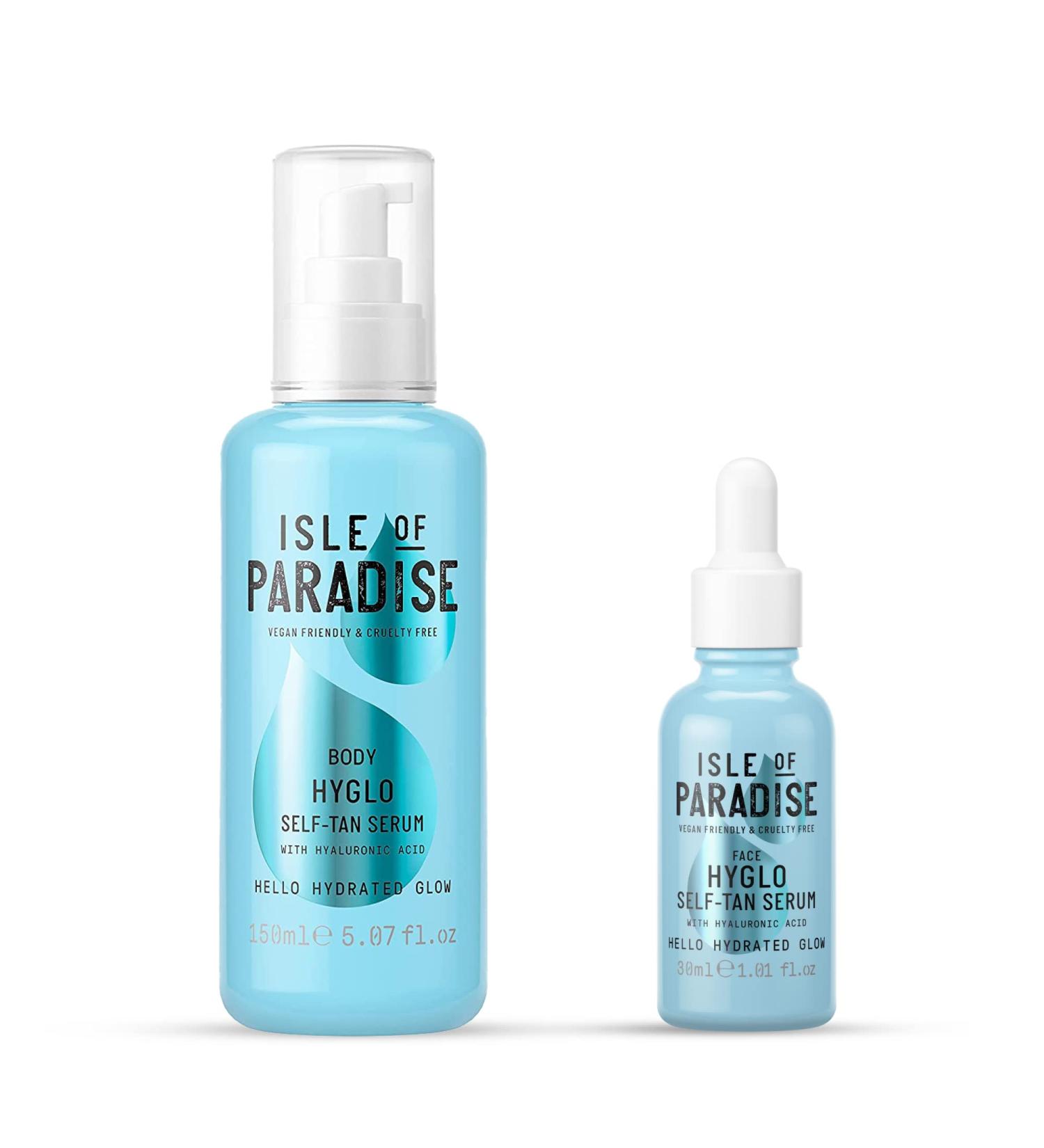 Isle of Paradise Hyglo Tanning Serum Bundle - Vegan & Cruelty-Free Sunless Tanner - Hydrating Hyaluronic Self Tan Serum for Face & Body - Buy Online on SooperMarket.com