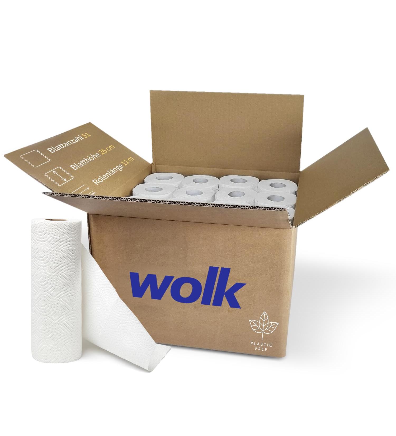 Eco-Friendly Kitchen Roll - 16 Plastic-Free Rolls 51 Sheets Each Strong 3-Layer Towels for Sustainable Cleaning - Buy Online on SooperMarket.com
