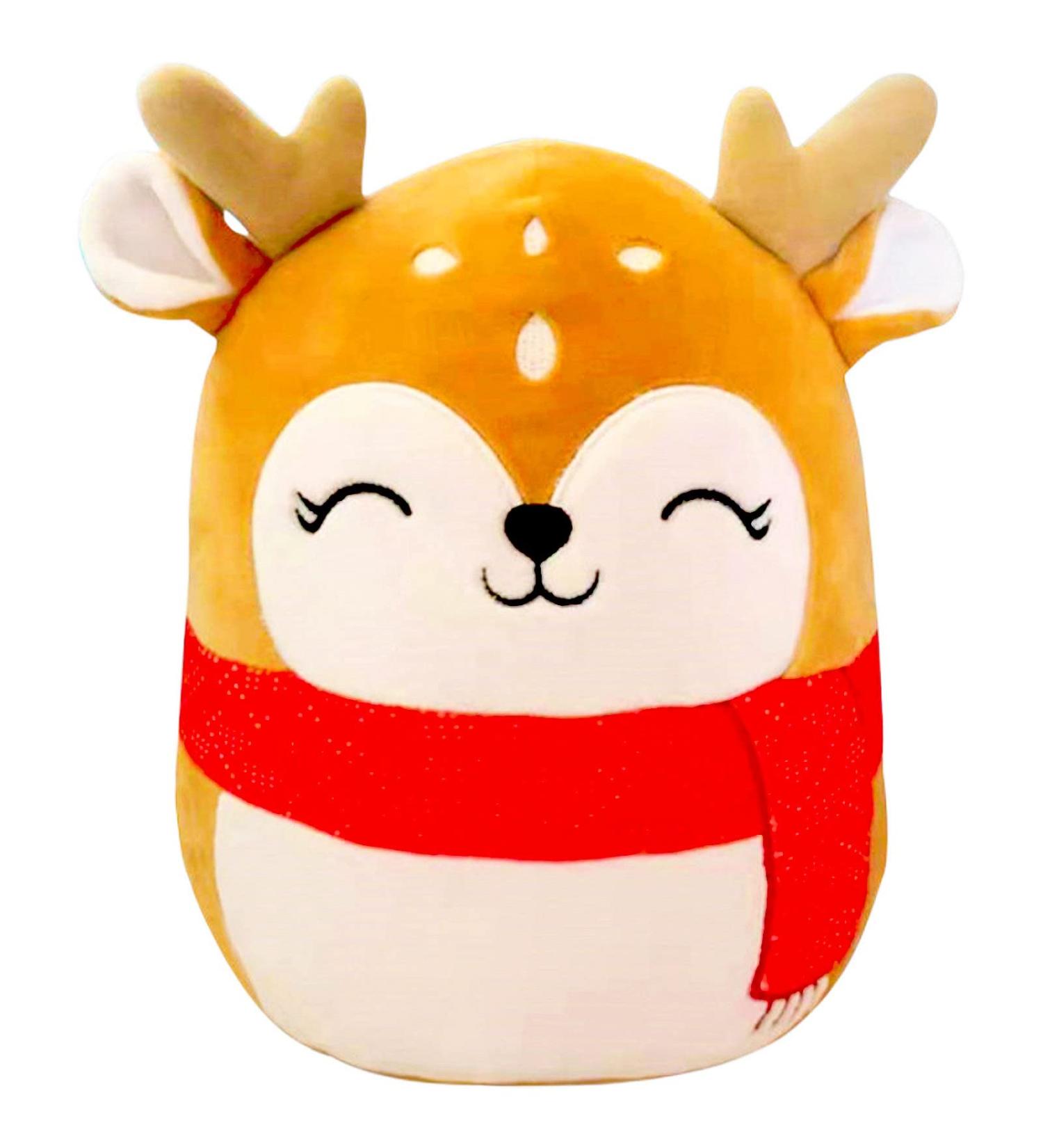Cute Christmas Reindeer Soft Plush Toy - Xmas Reindeer Pillow Doll for Kids, Boys, Girls - Kawaii Stuffed Animal Gift - Christmas Home Decoration - Buy Online on SooperMarket.com