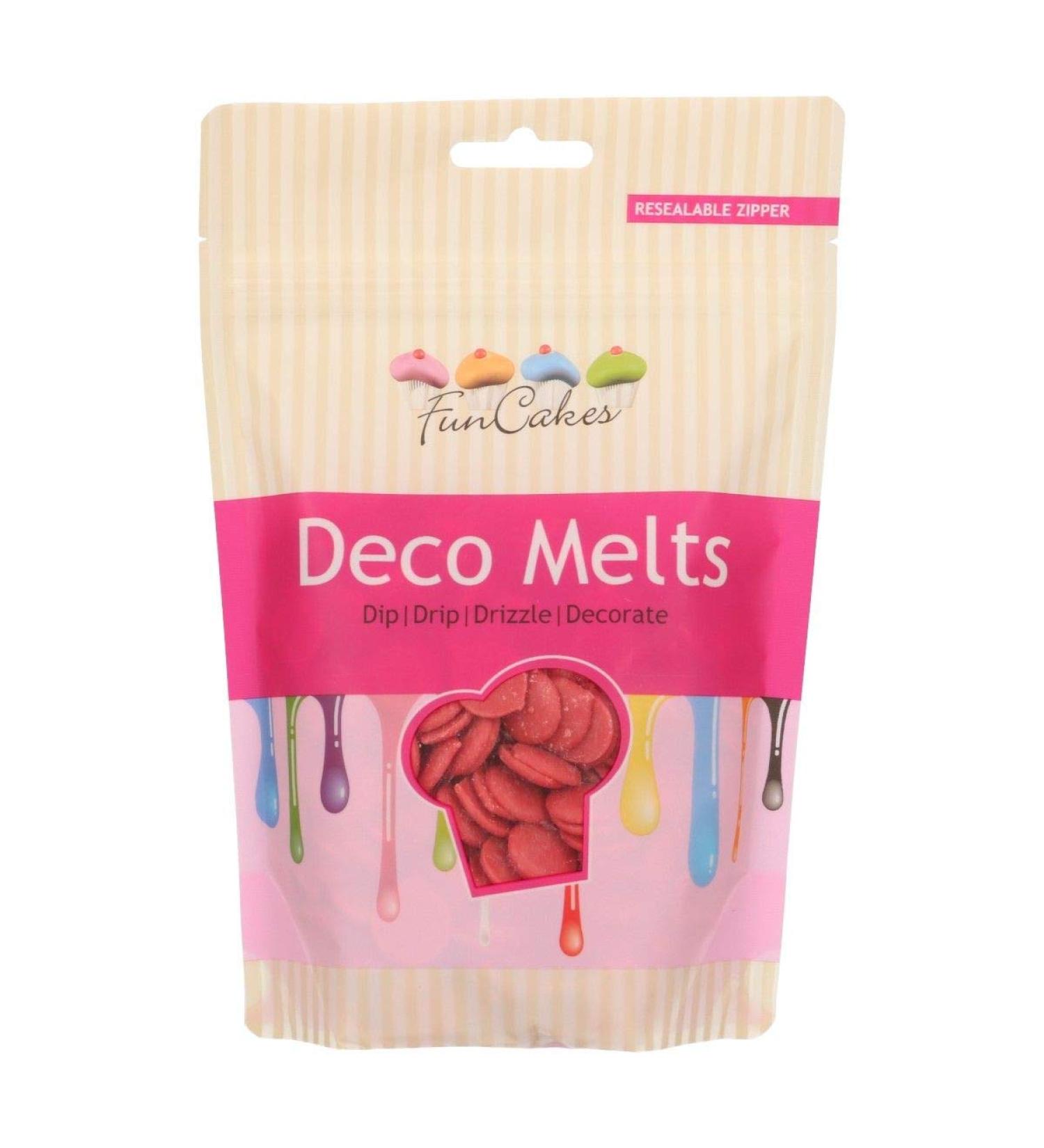 FunCakes Deco Melts Red - Dip Drip Drizzle and Decorate Melt in The Microwave and Pour in Every Shape Make Candy Drip Cakes Lollipops and Decorate Cakes Cookies and Cupcakes AZO Free 250 g