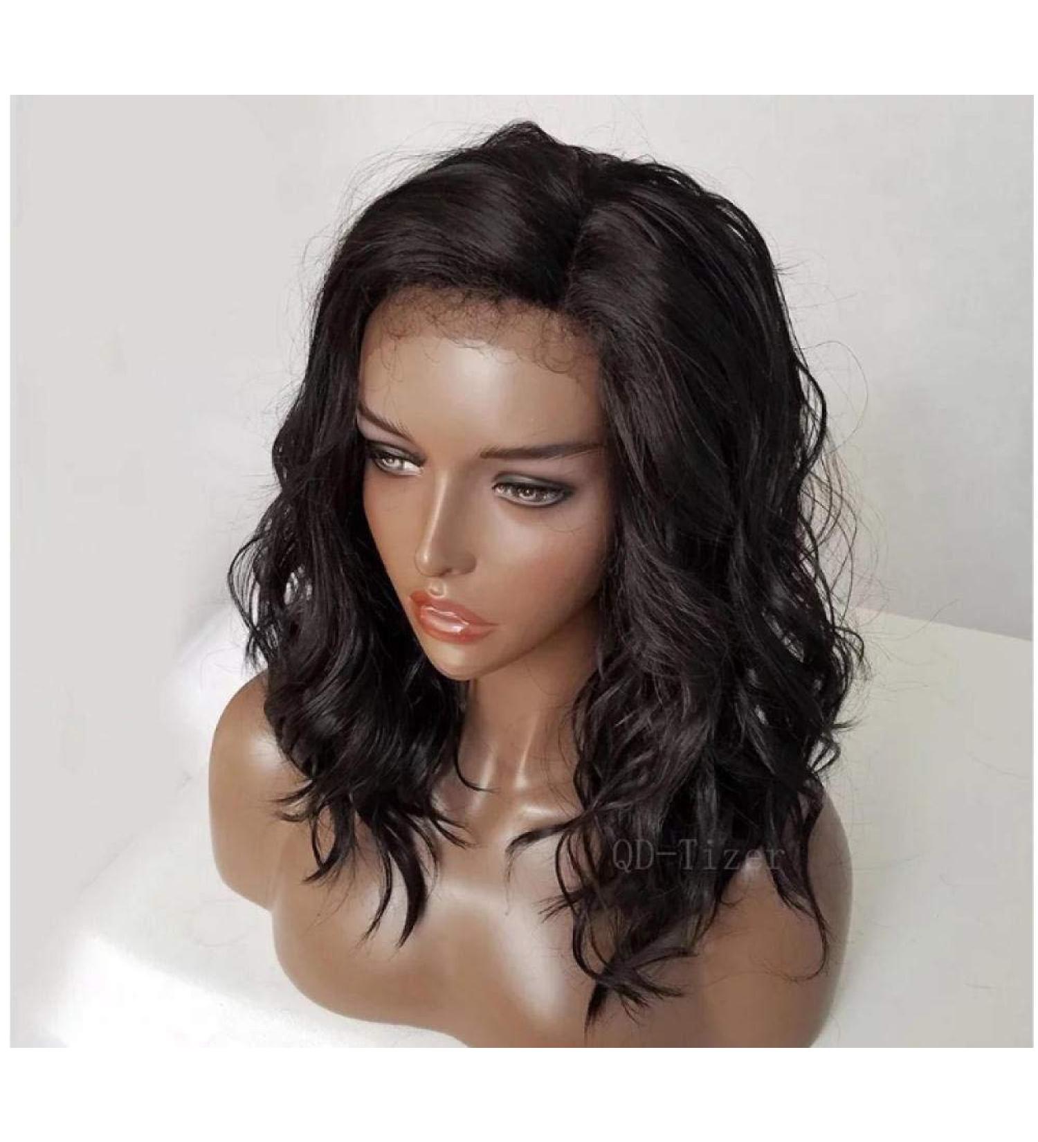 Buy BGHJUE N Wig | Stylish Black Short Synthetic Wig with Side Fringe | 50% Human Hair High Density Wig for Women - Buy Online on SooperMarket.com
