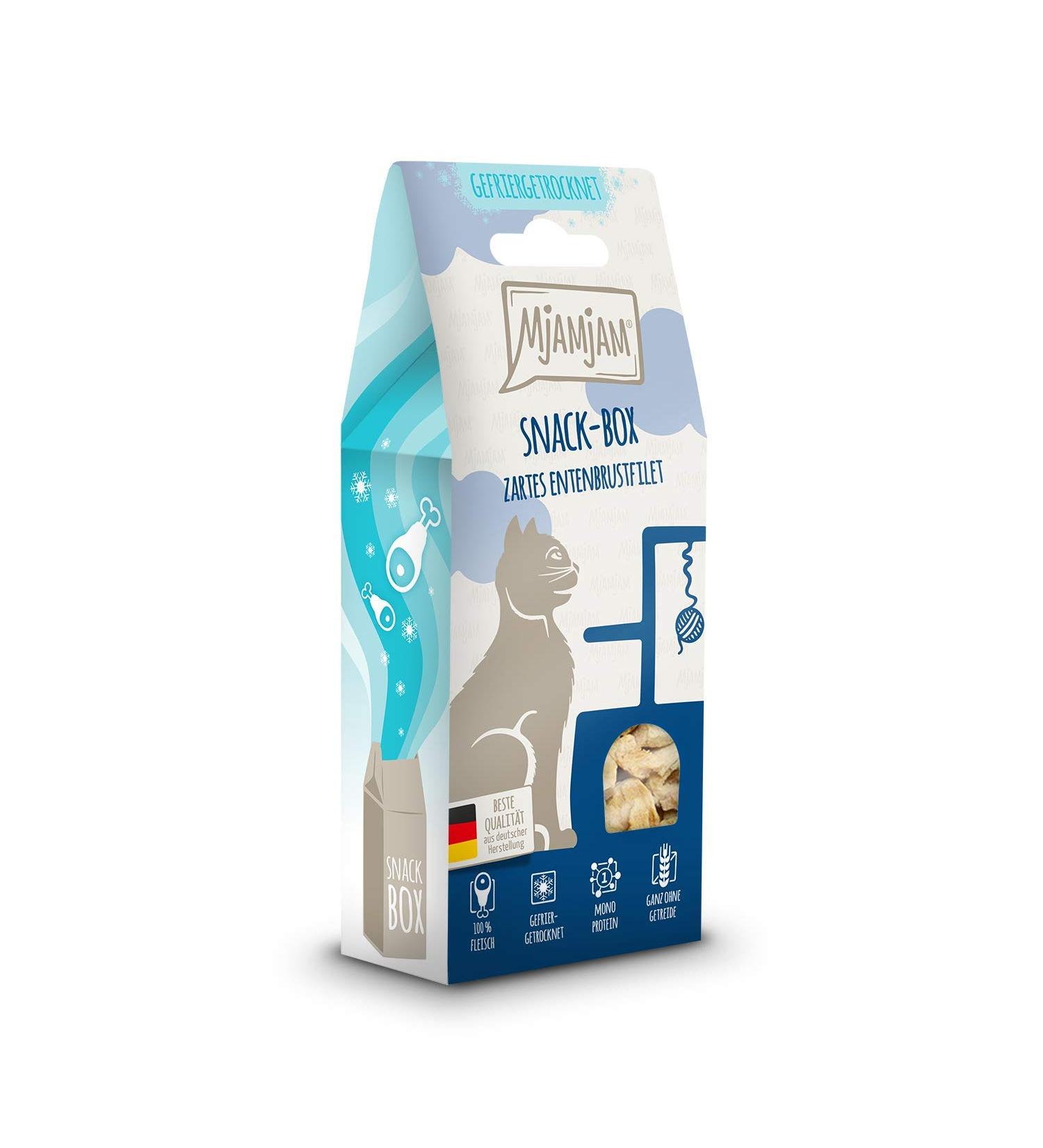 Mjamjam Premium Katzensnack - Tender Duck Breast Fillet Snack Box (40g) - Natural No Synthetic Preservatives - Ideal for Cats - International Shipping - Buy Online on SooperMarket.com