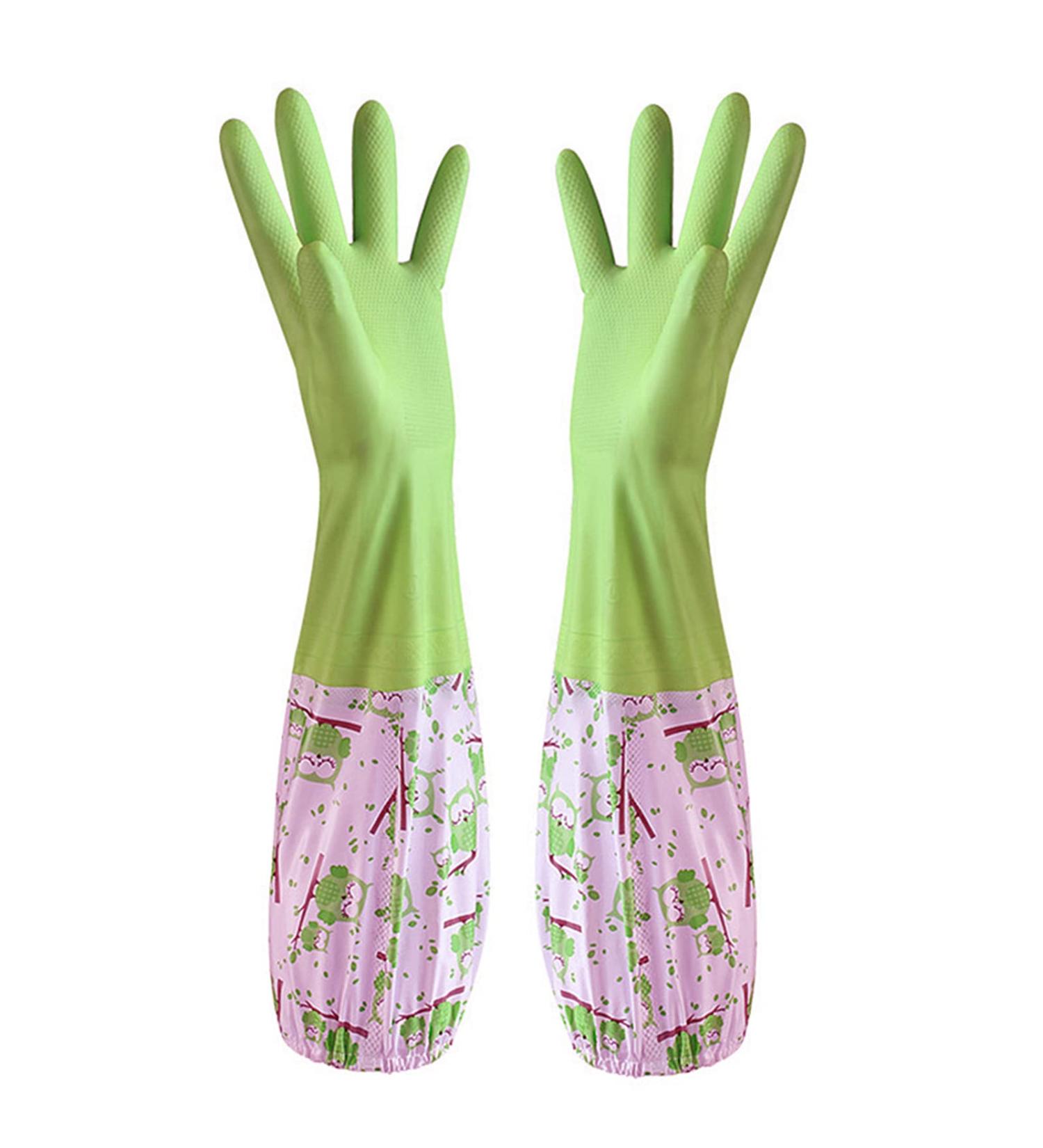 TRIXES Long Green Rubber Pond and Drain Gloves - Heavy Duty Waterproof for Household & Garden Chores - Buy Online on SooperMarket.com