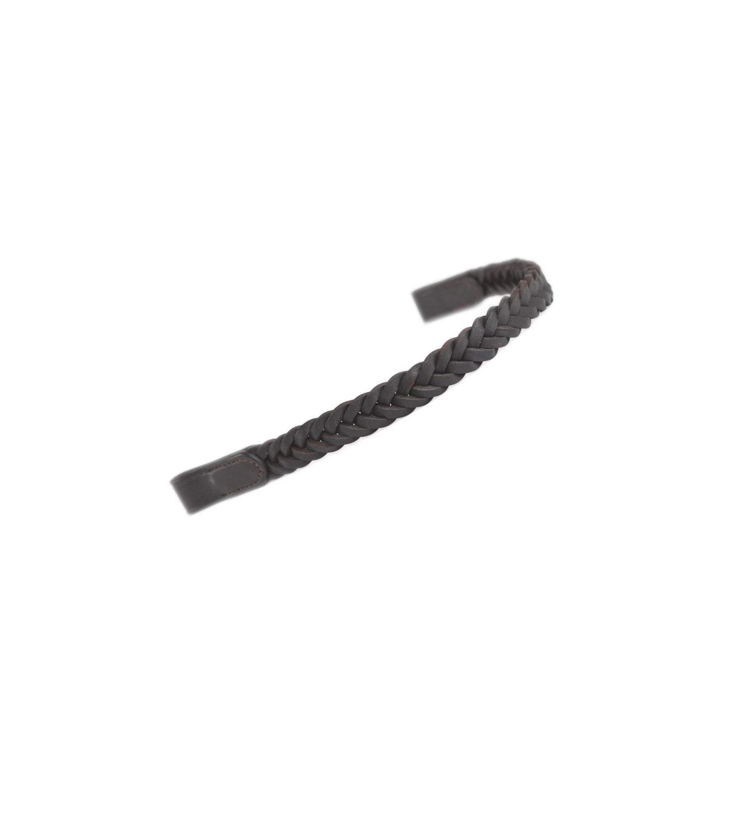 Shires Aviemore Plaited Browband - Brown Brown Cob