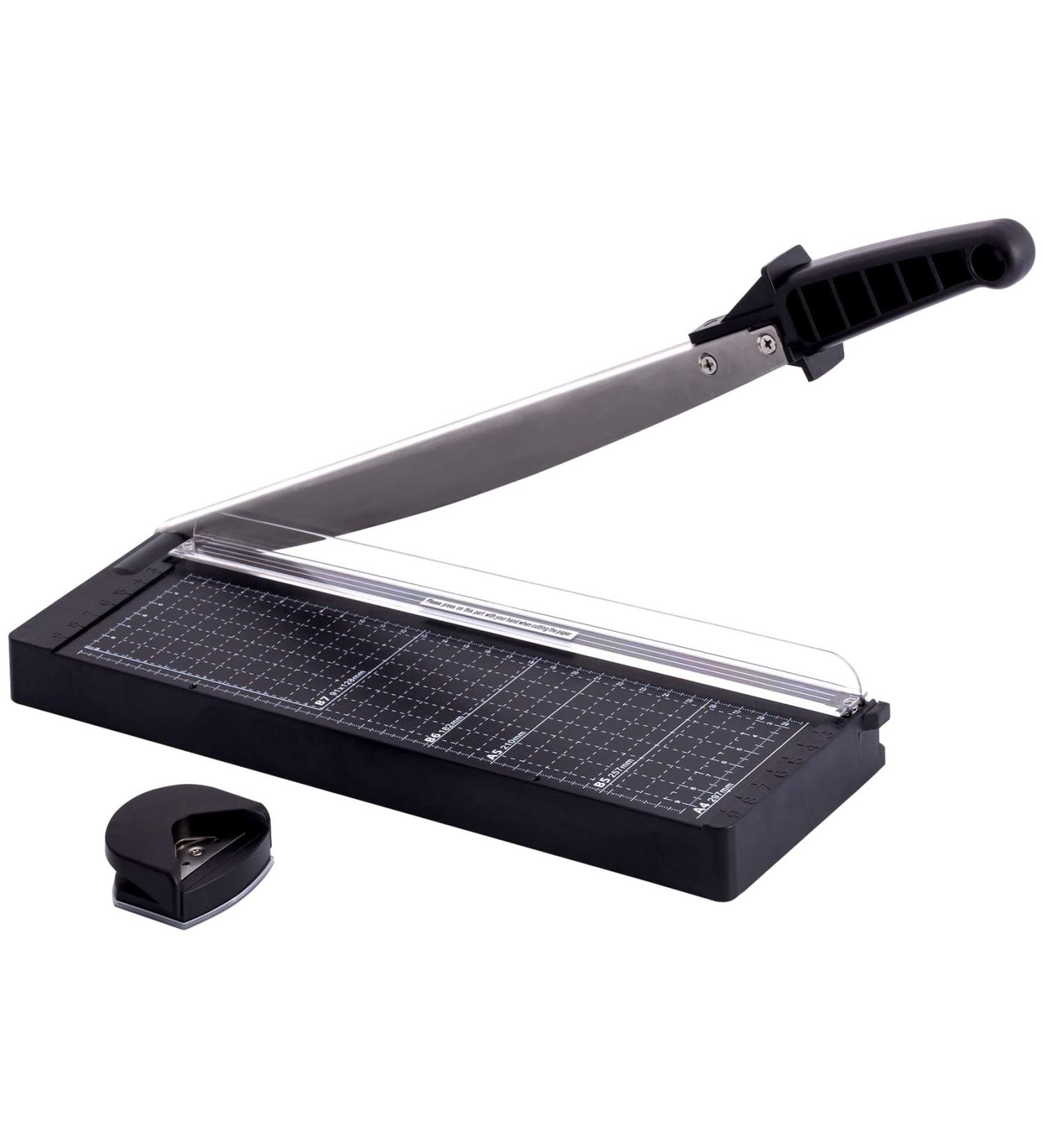 TIANSE Paper Trimmer-12 8 to 12 Sheet Capacity  Paper Cutter Guillotine- with Safety Blade Lock Heavy Duty Metal Base Paper Cutting Board for Home  Office School-Black - Buy Online on SooperMarket.com