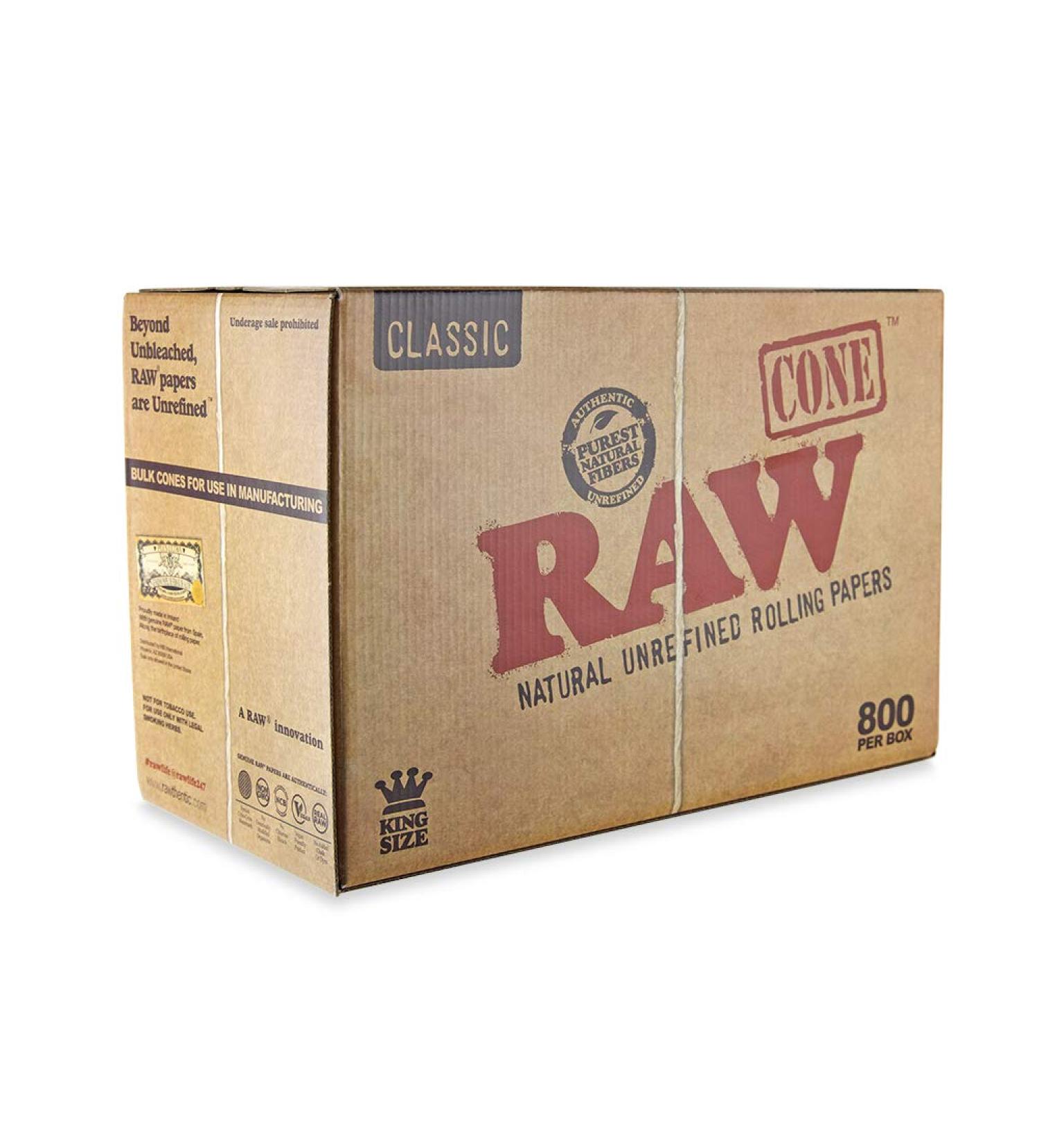 800 Count RAW King Size Natural Classic Unrefined Pre Rolled Cones | Rolling Papers - Buy Online on SooperMarket.com