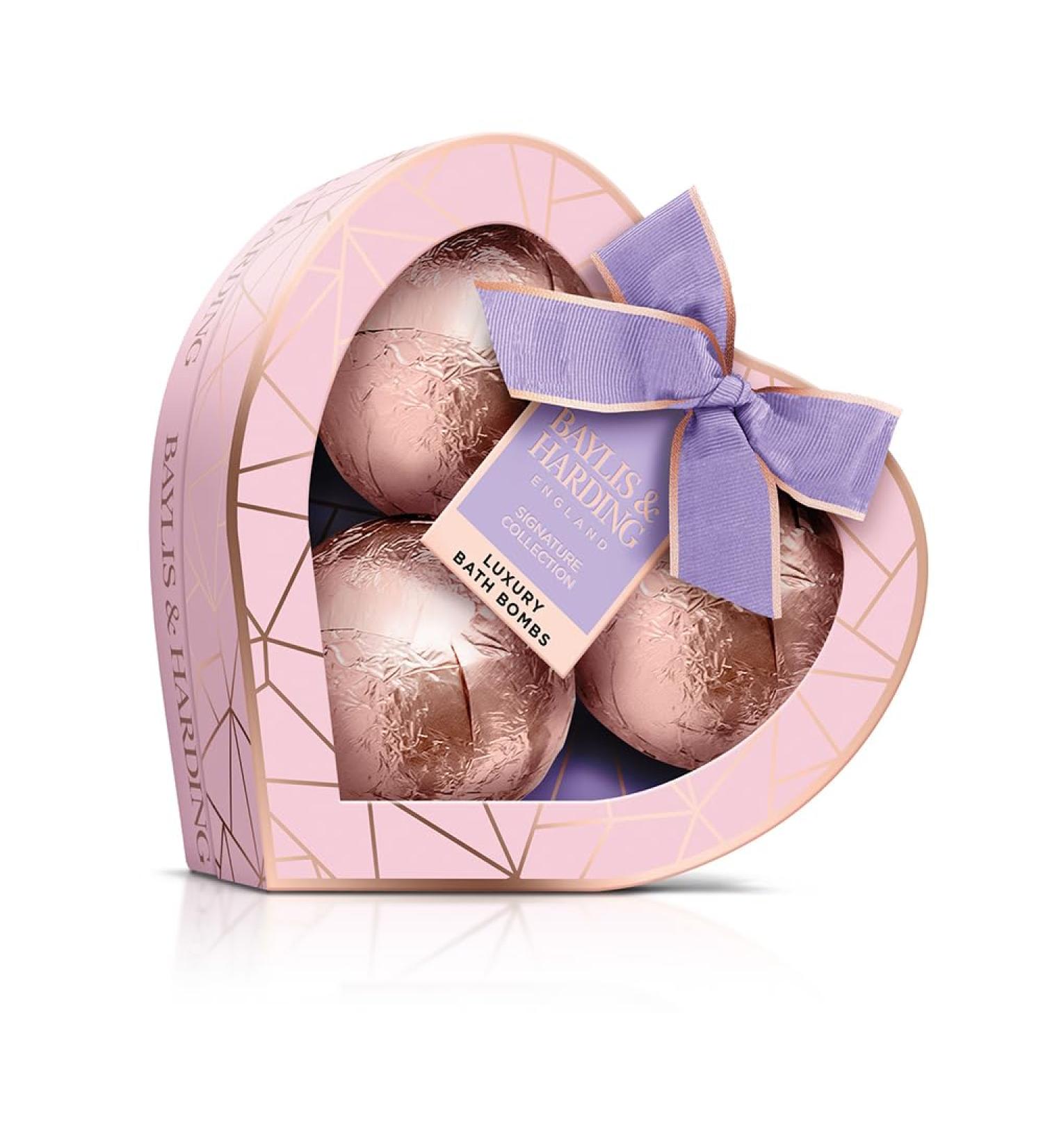 Baylis & Harding Jojoba Vanilla & Almond Oil Bath Bomb Heart Trio Gift Set - Vegan Friendly - Buy Online on SooperMarket.com