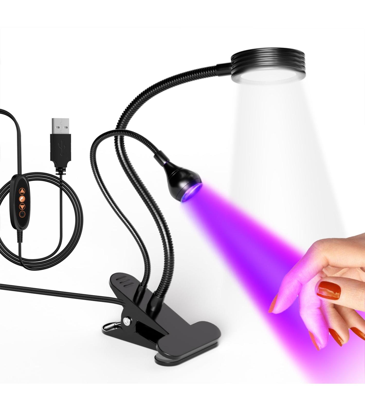 AORAEM Double-Headed UV LED Nail Lamp - Quick-Dry Manicure Dryer with Portable Gooseneck & Clamp | Professional Home & Salon Use - Black - Buy Online on SooperMarket.com