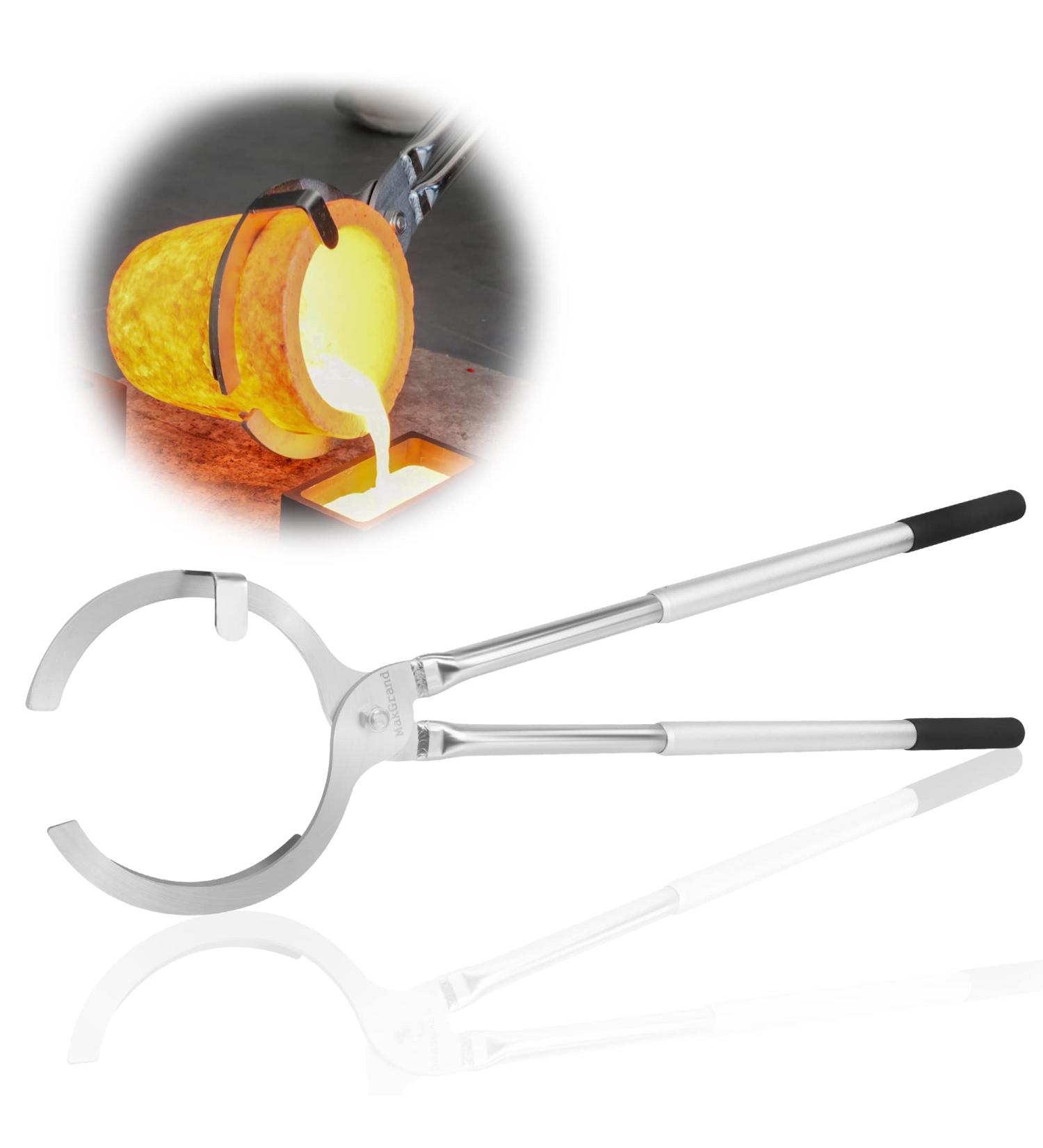 26.8 Stainless Steel Crucible Tongs for 6KG Graphite Crucibles - Heavy Duty Clamp Pliers for Jewelry Casting - Buy Online on SooperMarket.com
