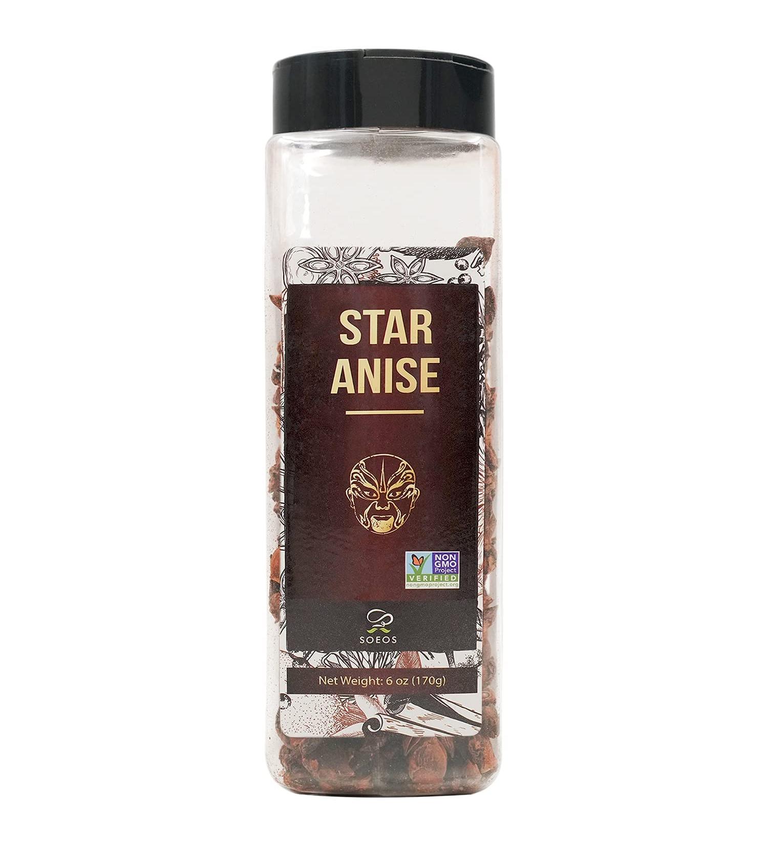 Soeos Star Anise Seeds 6oz (170g) - Non-GMO Verified, Great for Baking and Tea | Chinese Star Anise Pods for Cooking and Tea, Dried Anise Star Spice - Star Anise Bulk - Buy Online on SooperMarket.com