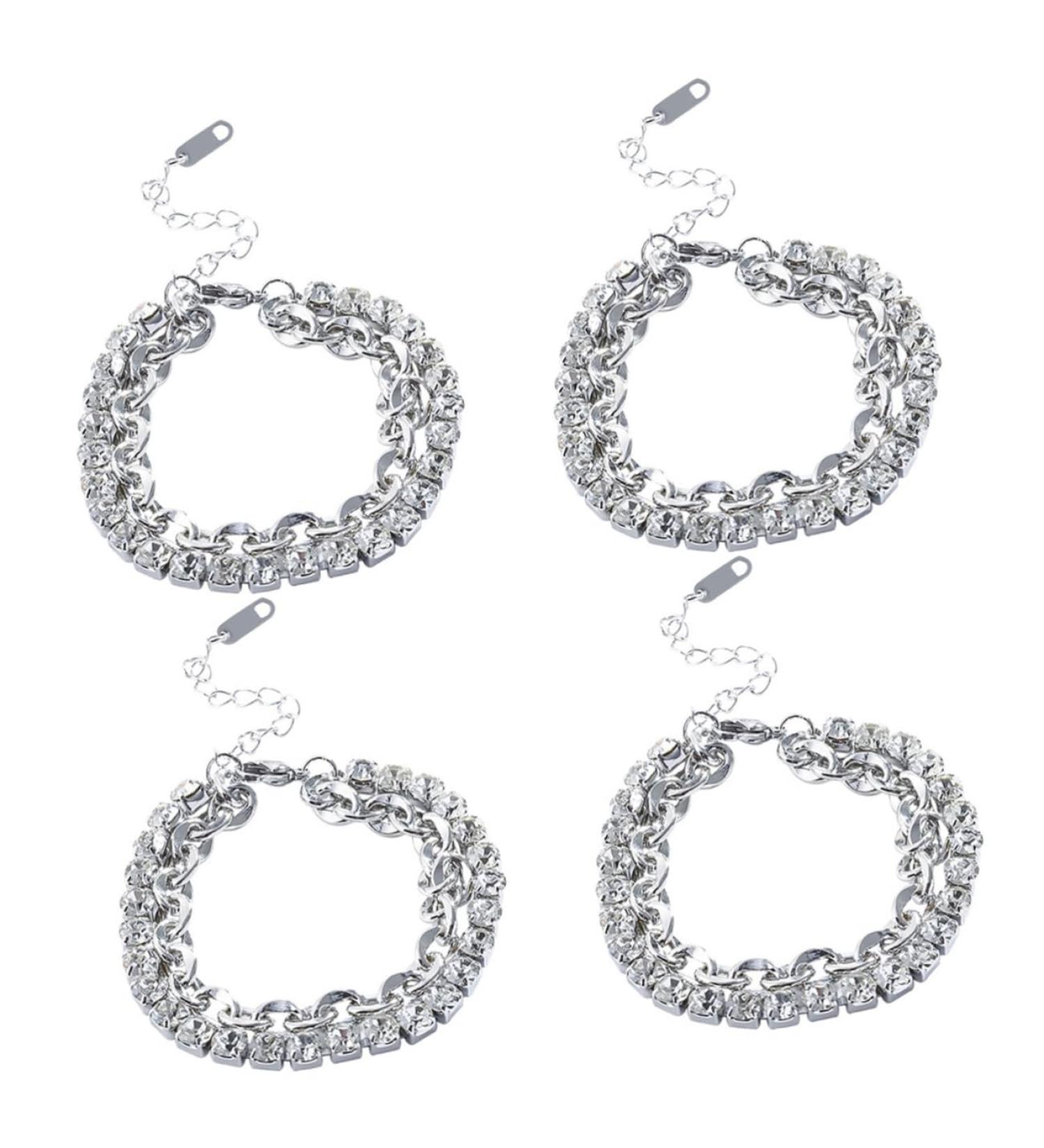 PACKOVE 4pcs Rhinestone Bracelet Charm Bracelets for Girls Bracelet for Charms Girls Bracelet Link Charm Bracelet Delicate Bracelet Personalized Bracelet Alloy Wrist Miss Jewelry - Buy Online on SooperMarket.com