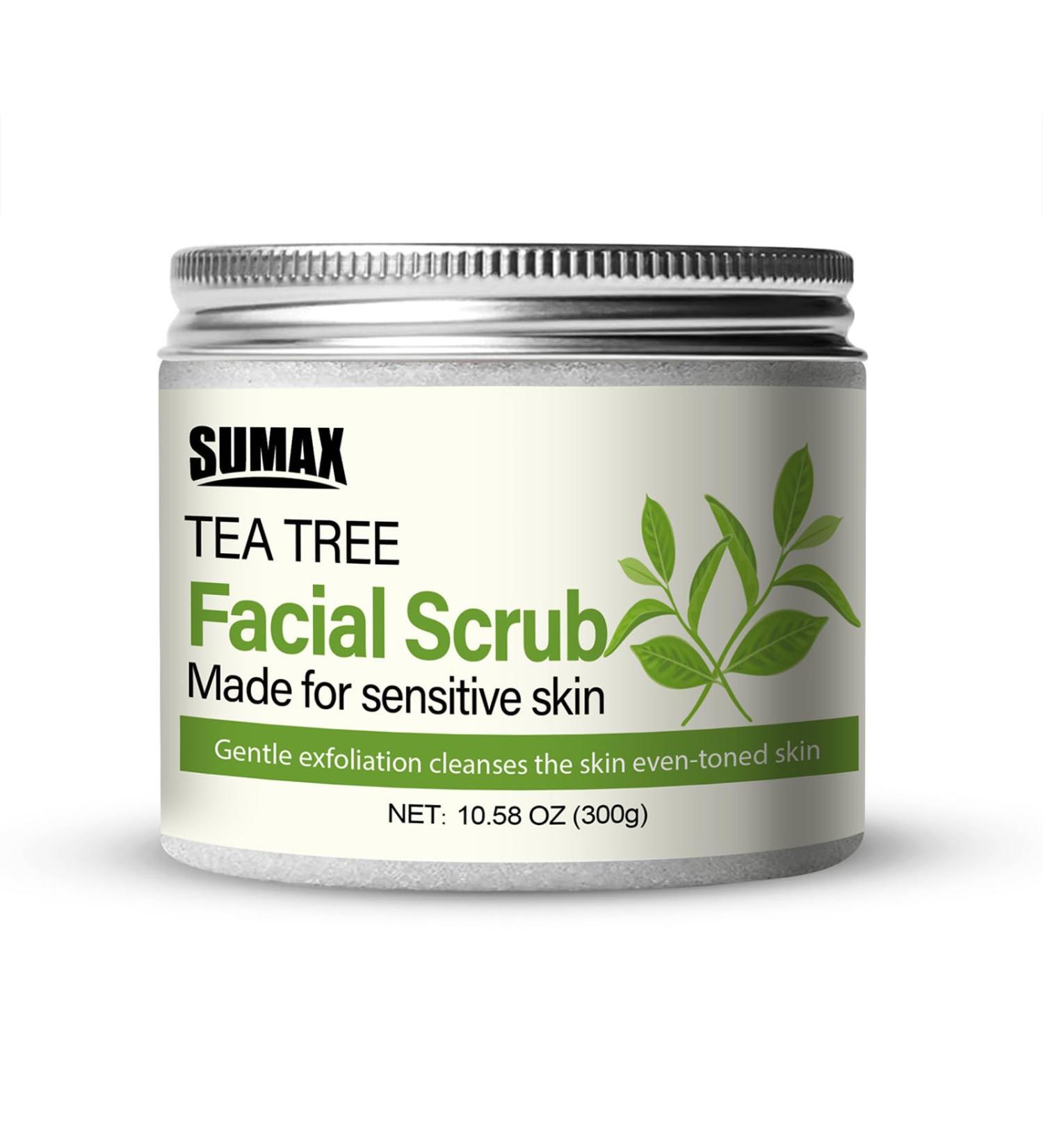 Tea Tree Facial Scrub for Sensitive Skin - Gentle Exfoliation Natural Face Scrub Vegan & Cruelty-Free - 10.58 oz - Buy Online on SooperMarket.com