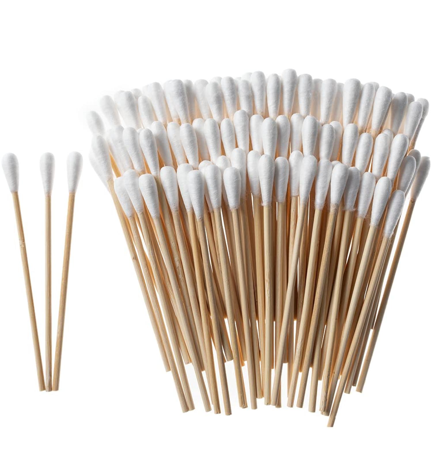 500 Pack 3.93 Inch Long Cotton Swabs with Wooden Sticks for Wound Care and Cleaning - Buy Online on SooperMarket.com