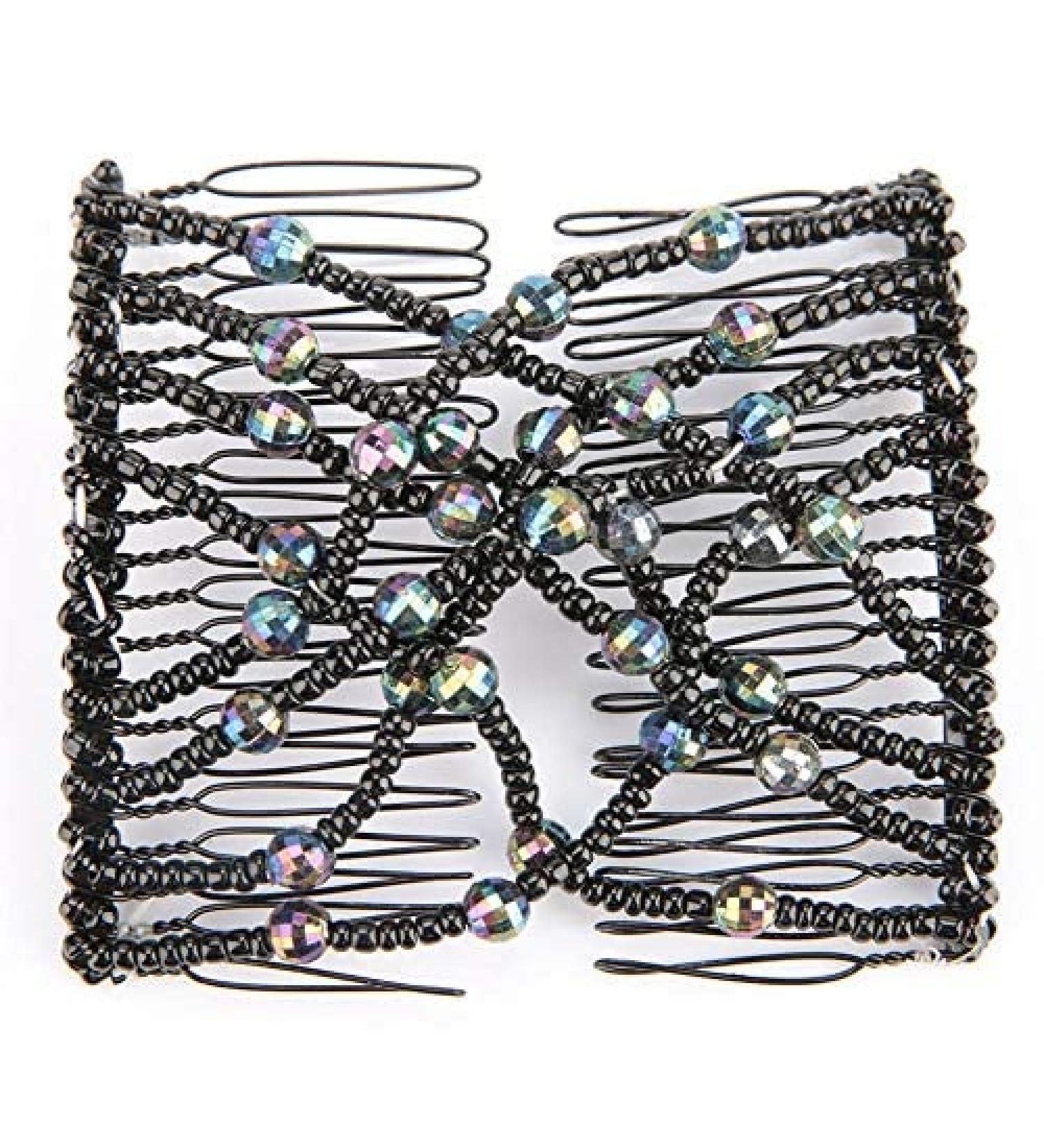 BORDSTRACT Magic Hair Comb Elastic Beaded Double Comb Hair Clip for Long Lasting Updo Popular Hairstyles (Black) Random - Buy Online on SooperMarket.com