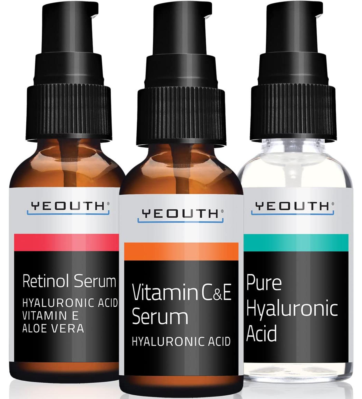 Retinol Face Serum with Vitamin C, Hyaluronic Acid - Anti-Aging & Hydrating Women's Face Serum - YEOUTH 3x1 fl - Buy Online on SooperMarket.com