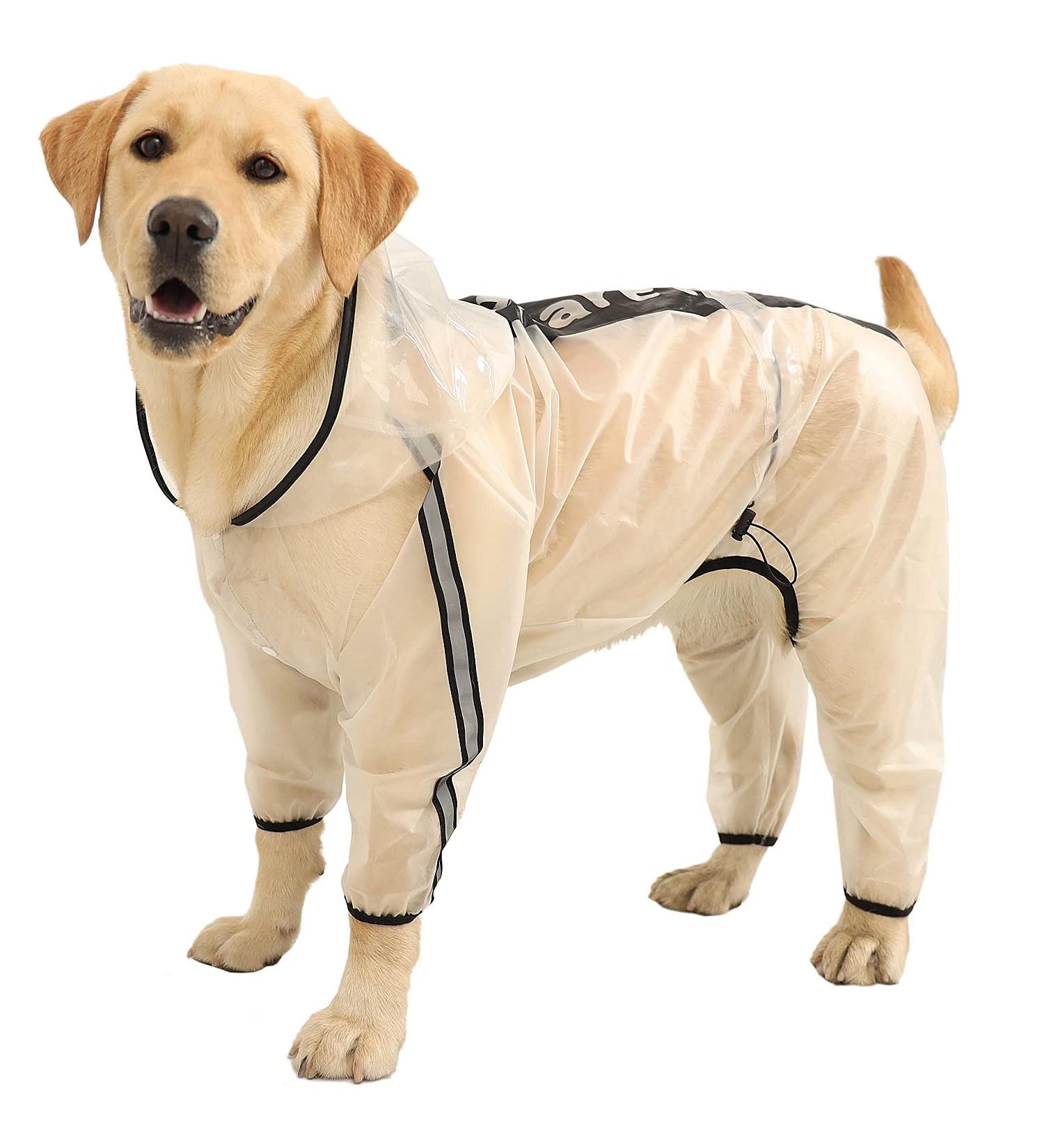 Olsa Dog Raincoat with Reflective Stripe | Waterproof Dog Hooded Slicker Poncho | 4 Legs Rain Jacket for Small, Medium, Large Dogs - Buy Online on SooperMarket.com