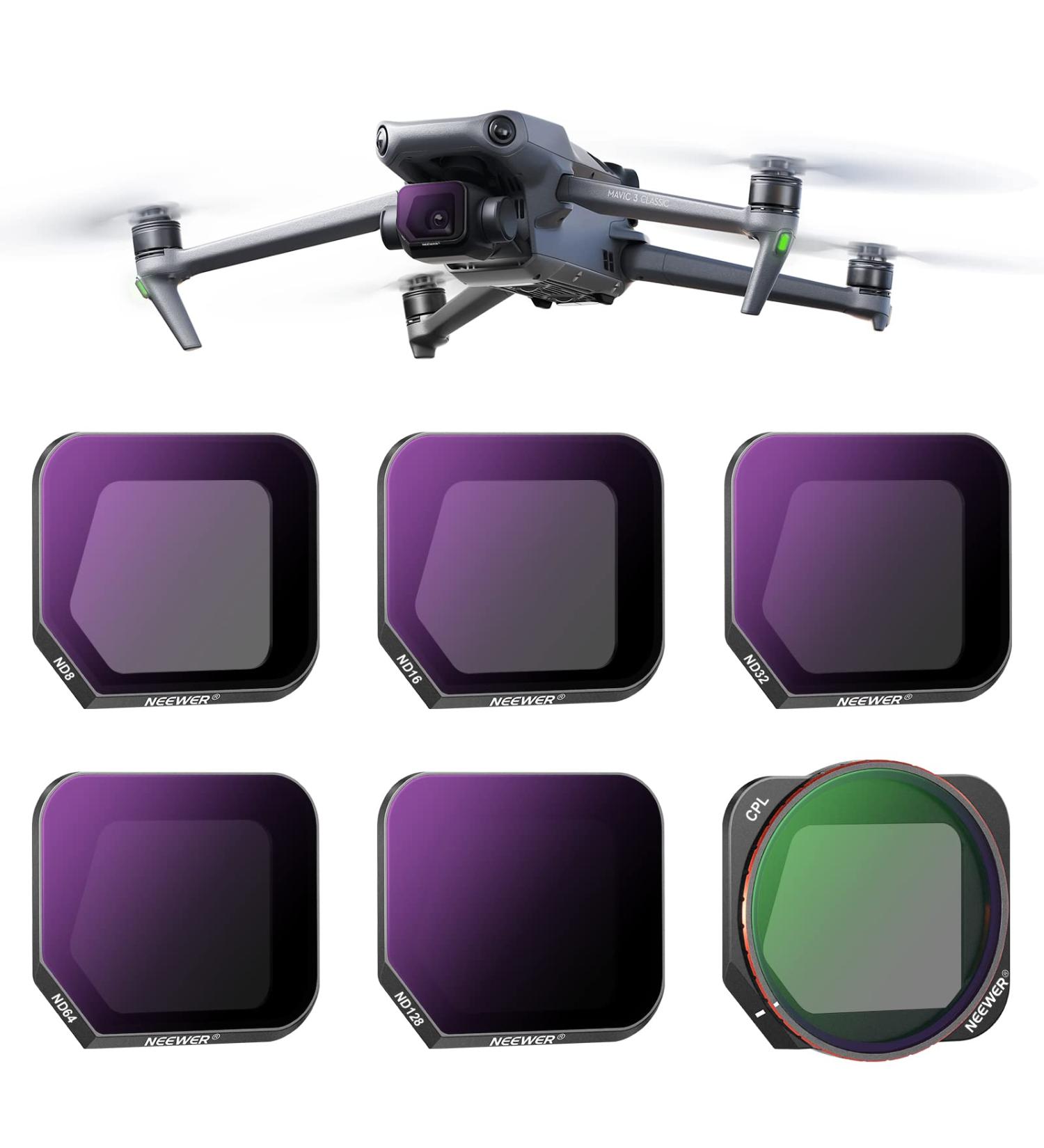NEEWER 6 Pack ND/CPL Filter Set for DJI Mavic 3 - ND8/16/32/64/128 Filter/CPL Filter, Classic HD Optical Glass, Multi Coated, Water Repellent, Lightweight Drone Accessories - Buy Online on SooperMarket.com