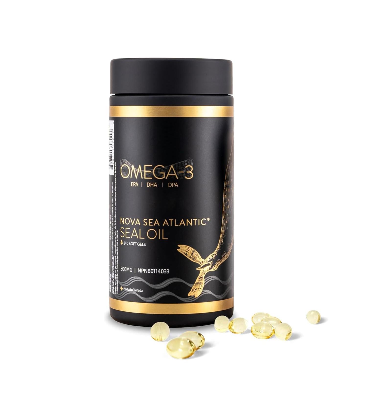 Easy to Swallow Harp Seal Oil Omega-3-6-9 by Nova Sea Atlantic | Made in Canada | Rich Source of EPA DHA & DPA for Good Health | 100% Natural Chemical-Free Non-GMO | 250mg - 120 Softgels 120 count (Pack of 1) - Buy Online on SooperMarket.com