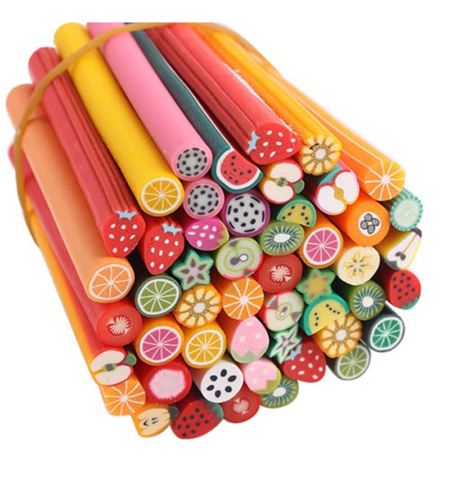 Pack Of 50 Cute Nail Art Canes Sticks Manicure Canes 3D Fruit Pattern Slices Perfect For Diy Crafts Cellphone Decoration Nail Art Decoration(Fruit) - Buy Online on SooperMarket.com
