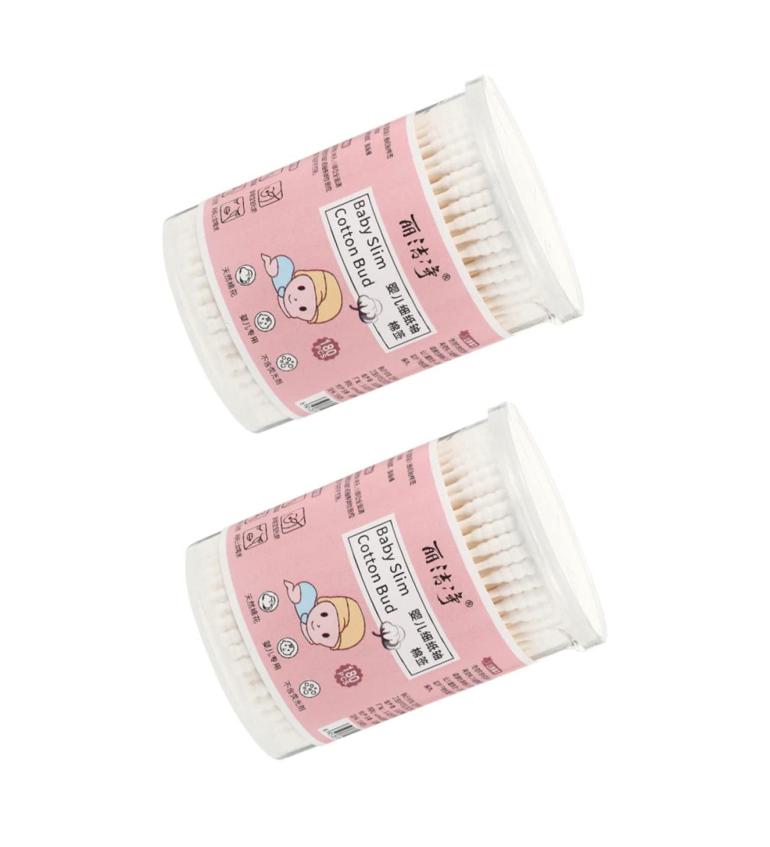 Organic Cotton Baby Swabs - Beavorty 2 Boxes - 7.3X0.4X0.4CM - White - Household Cleaning Tool for Baby and Home - Buy Online on SooperMarket.com