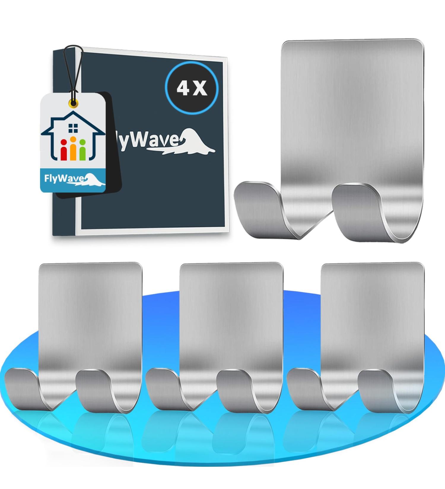 Flywave Shaver Bracket - 4 Piece Self-Adhesive Stainless Steel Razor Holder for Bathroom Kitchen & Bedroom - Buy Online on SooperMarket.com