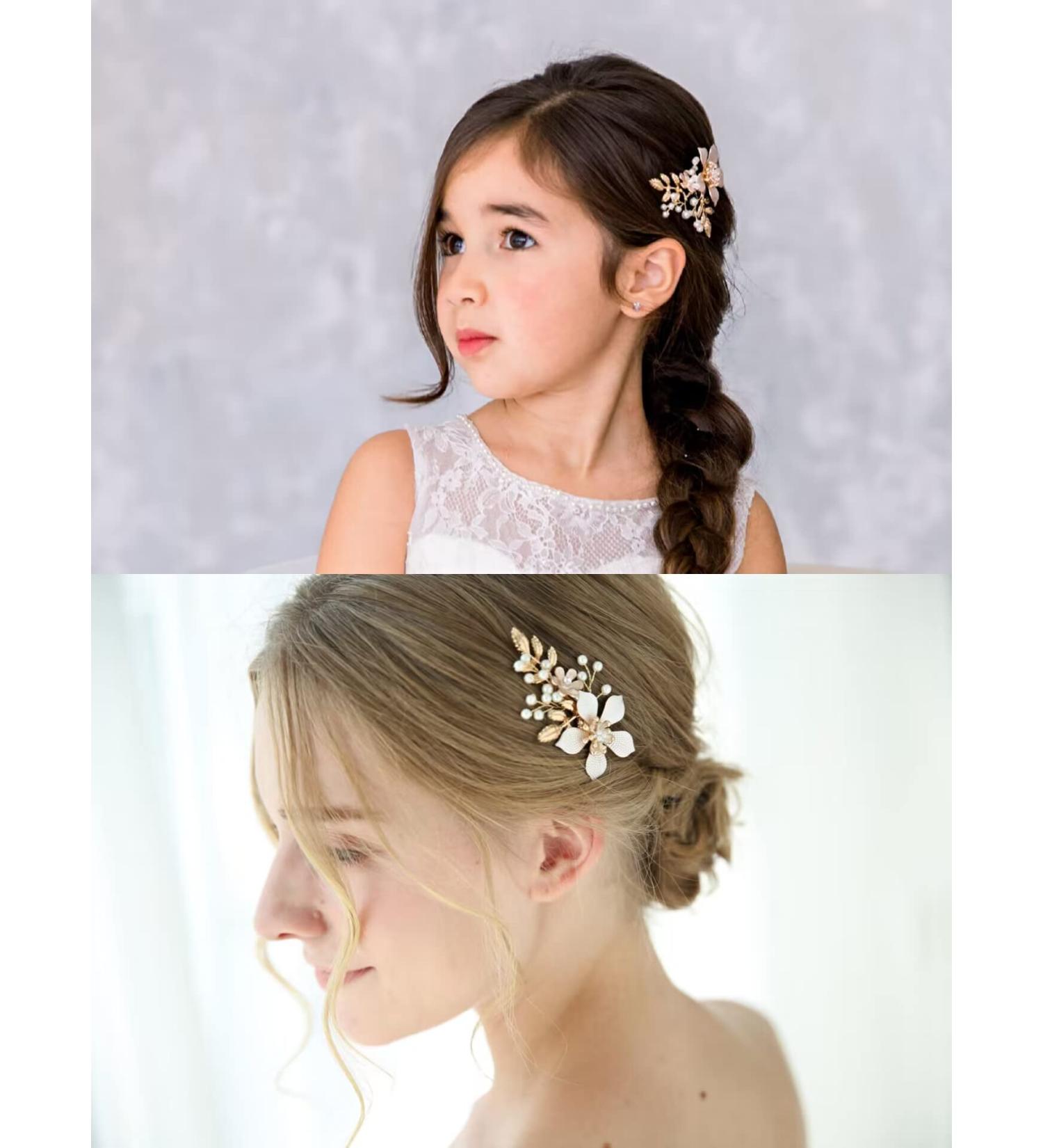SWEETV Gold Flower Girl Headpiece - Princess Wedding Hair Comb for Birthday Party, Photography, Communion - Buy Online on SooperMarket.com
