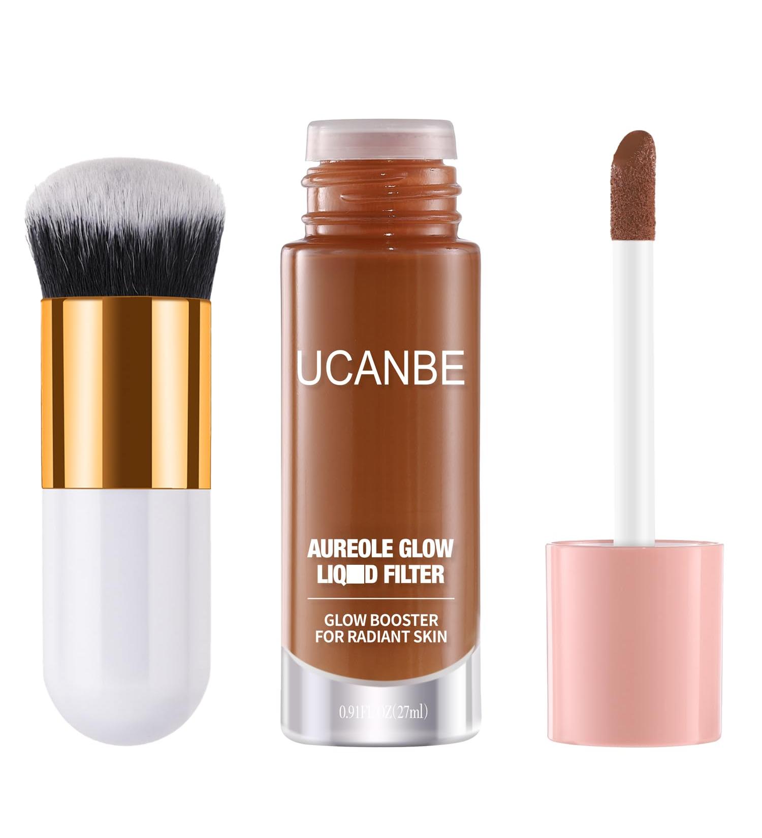 Halo Glow Liquid Filter Primer - Radiance Booster for Glowing Skin | Vegan & Cruelty-Free | #03 Medium/Tan with Brush - Buy Online on SooperMarket.com