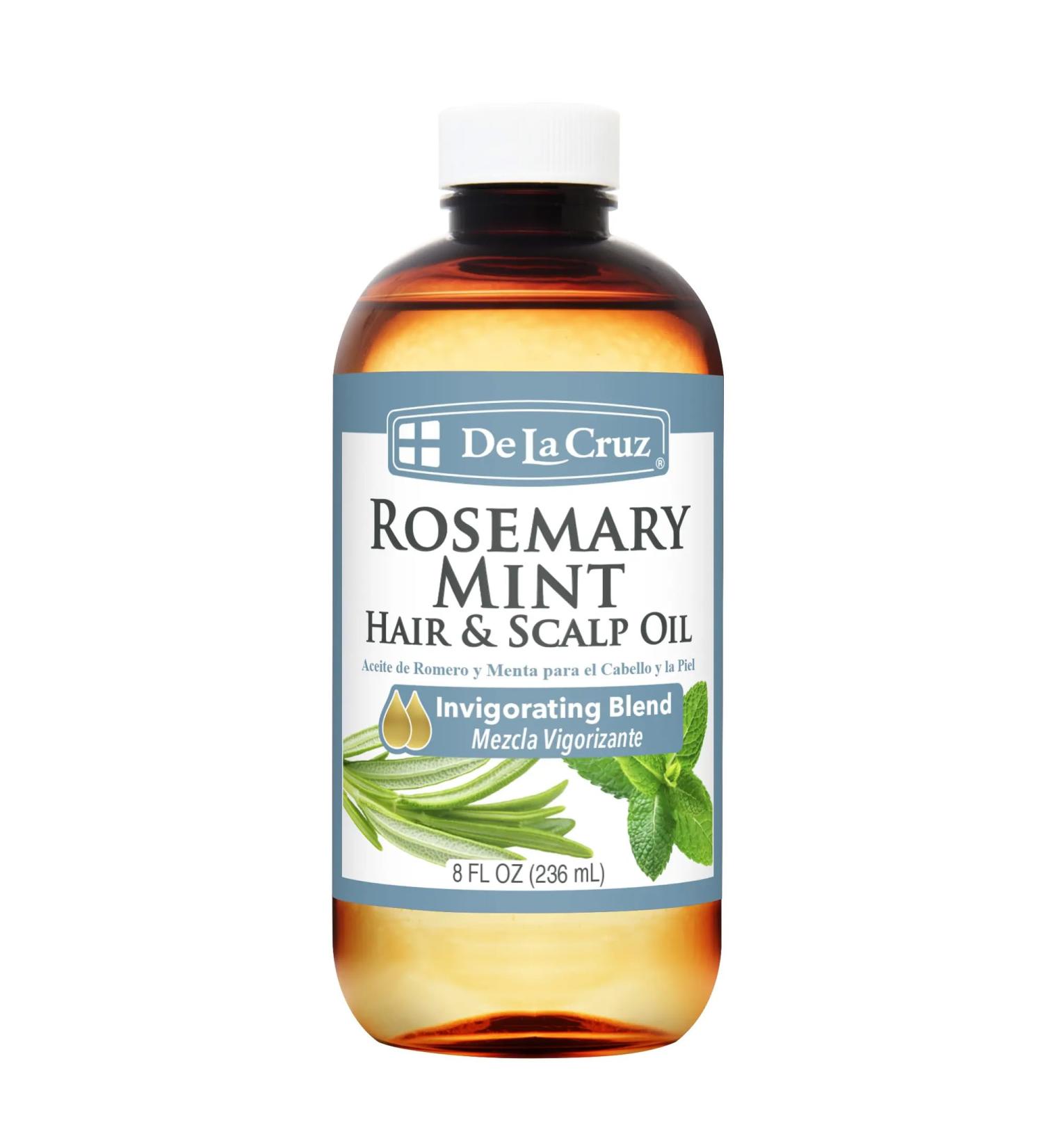 De La Cruz Rosemary Mint Oil Blend for Hair & Scalp - Revitalizing Moisturizing Oil with Castor Avocado & Olive - 8 FL OZ - International Shipping Available - Buy Online on SooperMarket.com